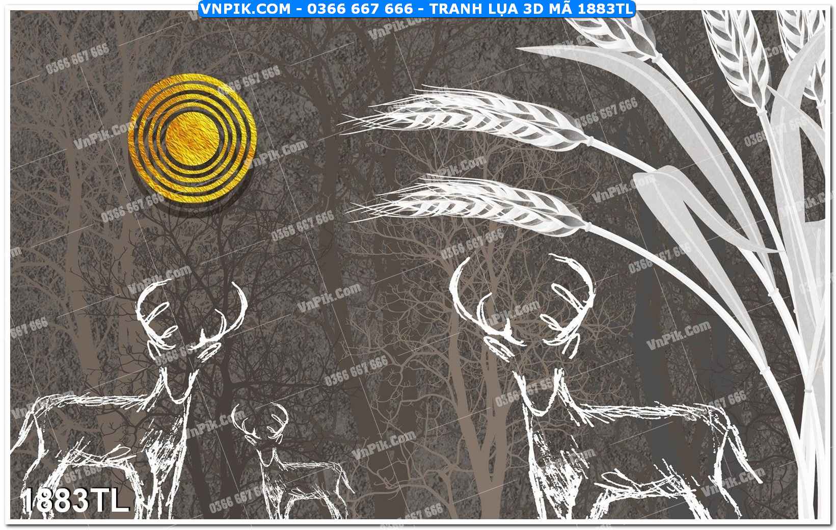 Tranh lụa 3D – Tranh trang trí dán tường 1883TL