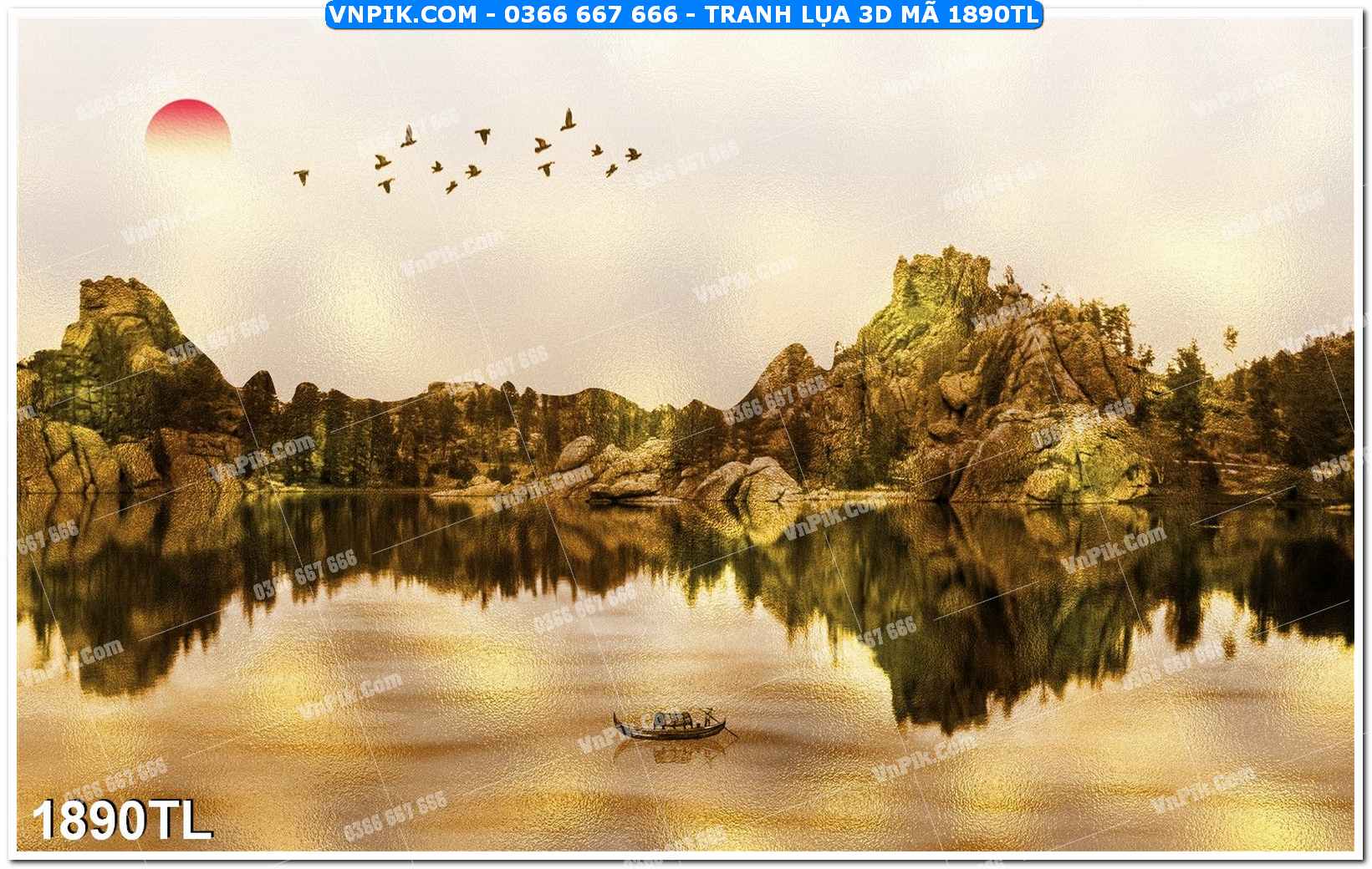 Tranh lụa 3D – Tranh trang trí dán tường 1890TL