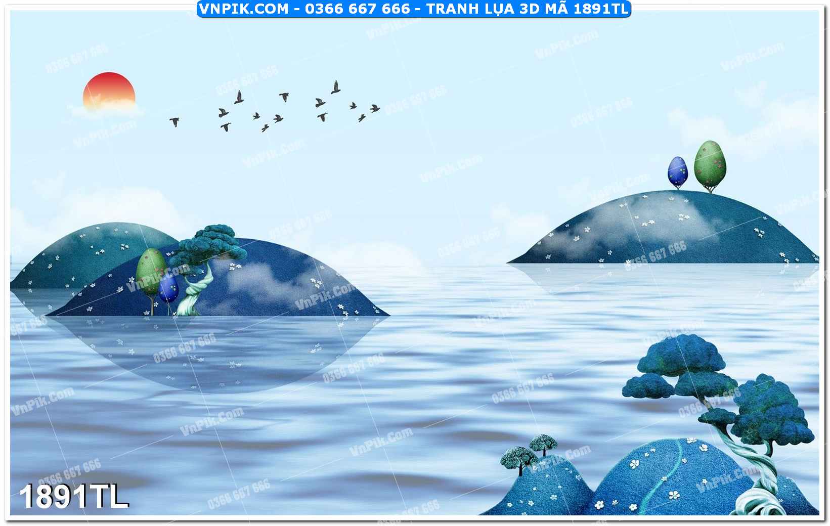 Tranh lụa 3D – Tranh trang trí dán tường 1891TL