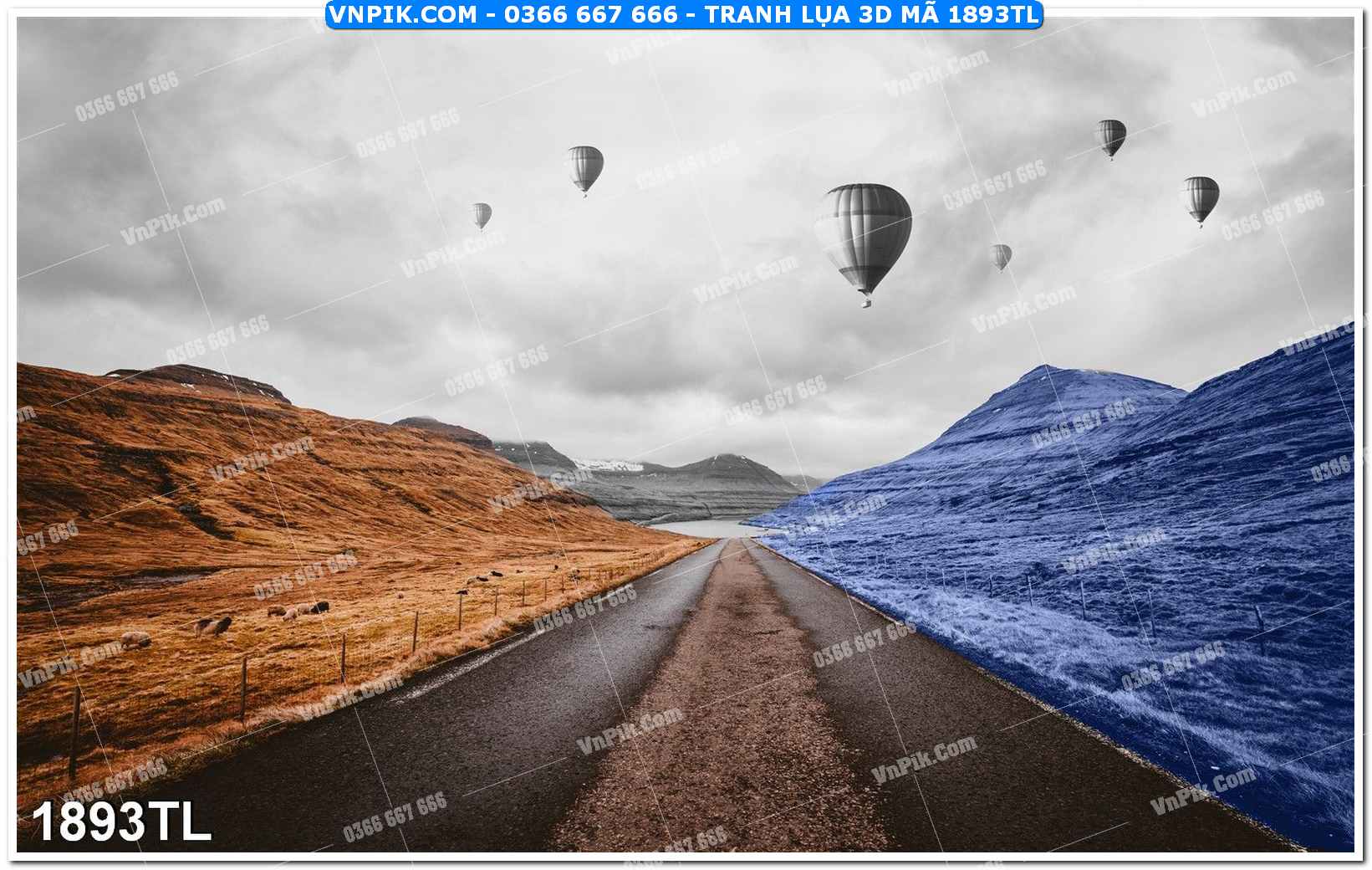 Tranh lụa 3D – Tranh trang trí dán tường 1893TL