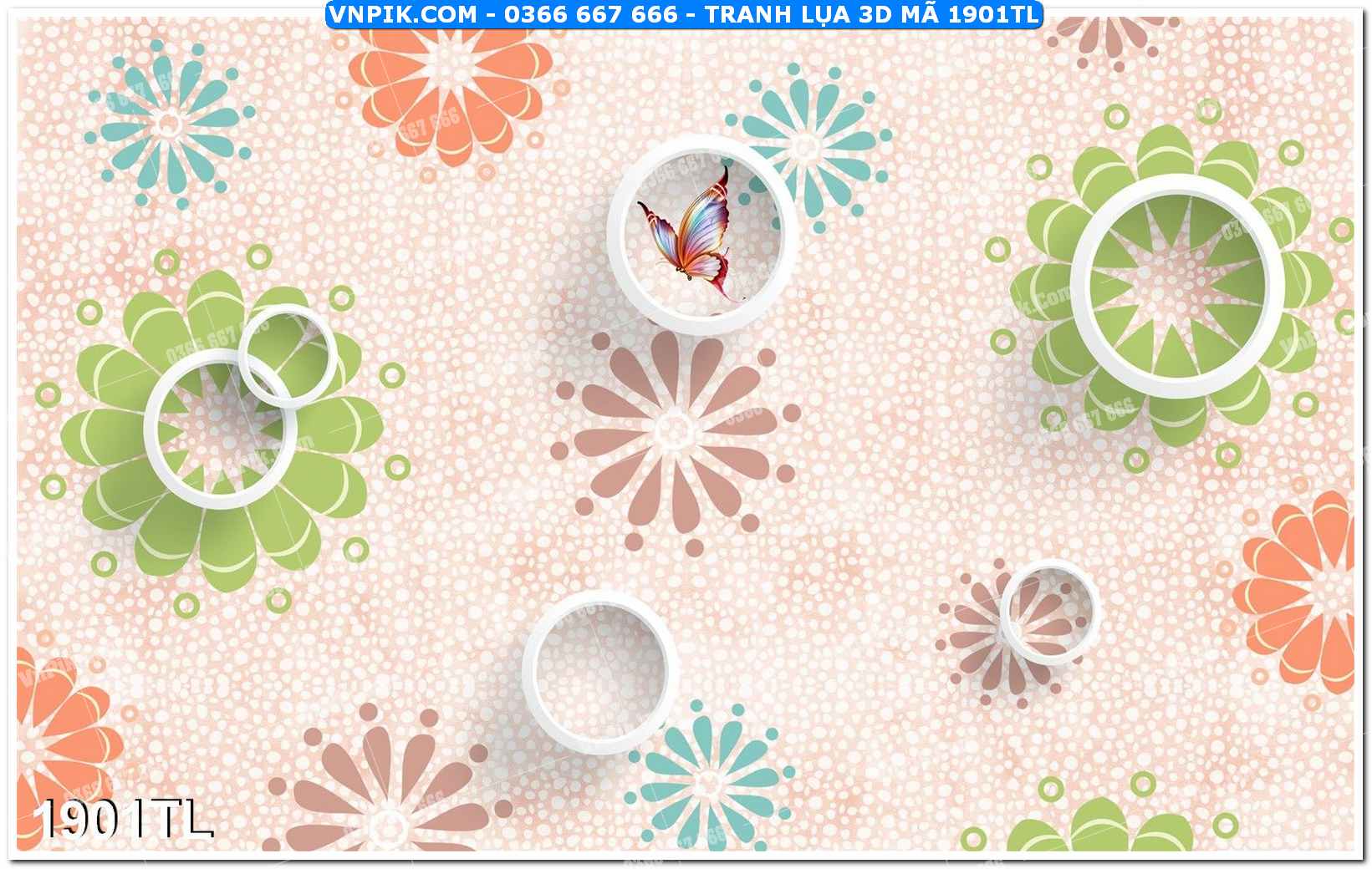 Tranh lụa 3D – Tranh trang trí dán tường 1901TL