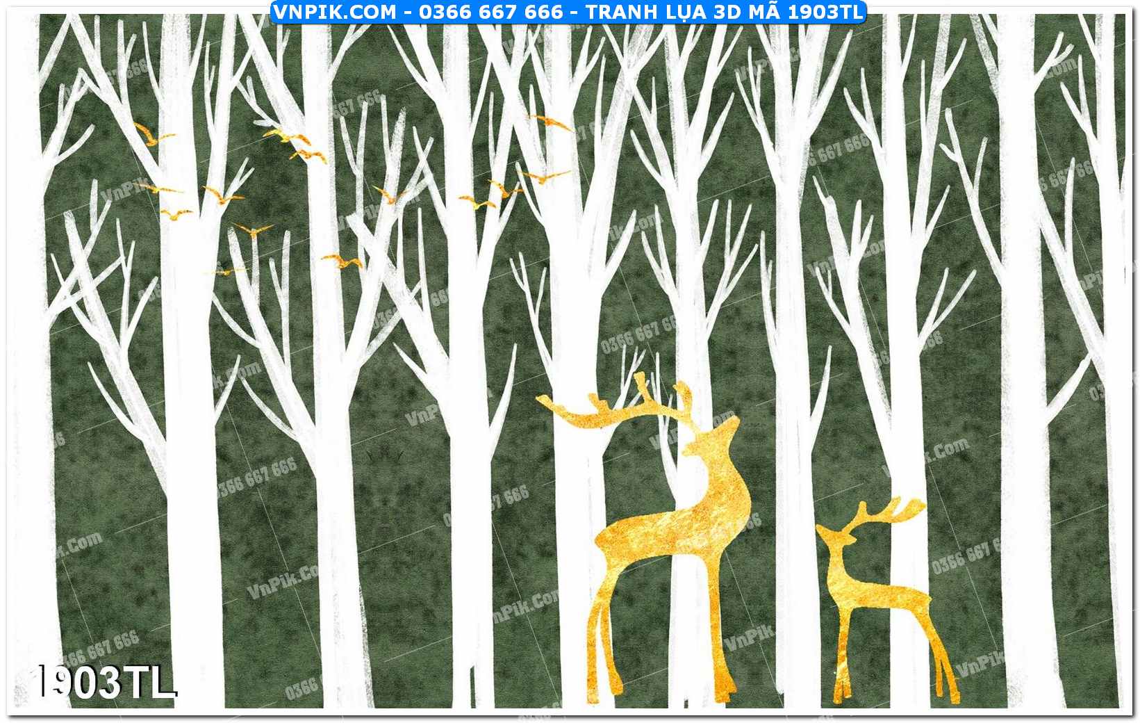 Tranh lụa 3D – Tranh trang trí dán tường 1903TL