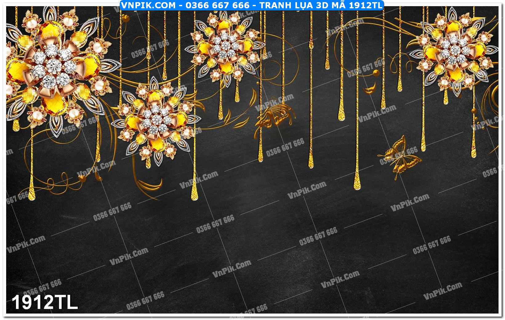 Tranh lụa 3D – Tranh trang trí dán tường 1912TL