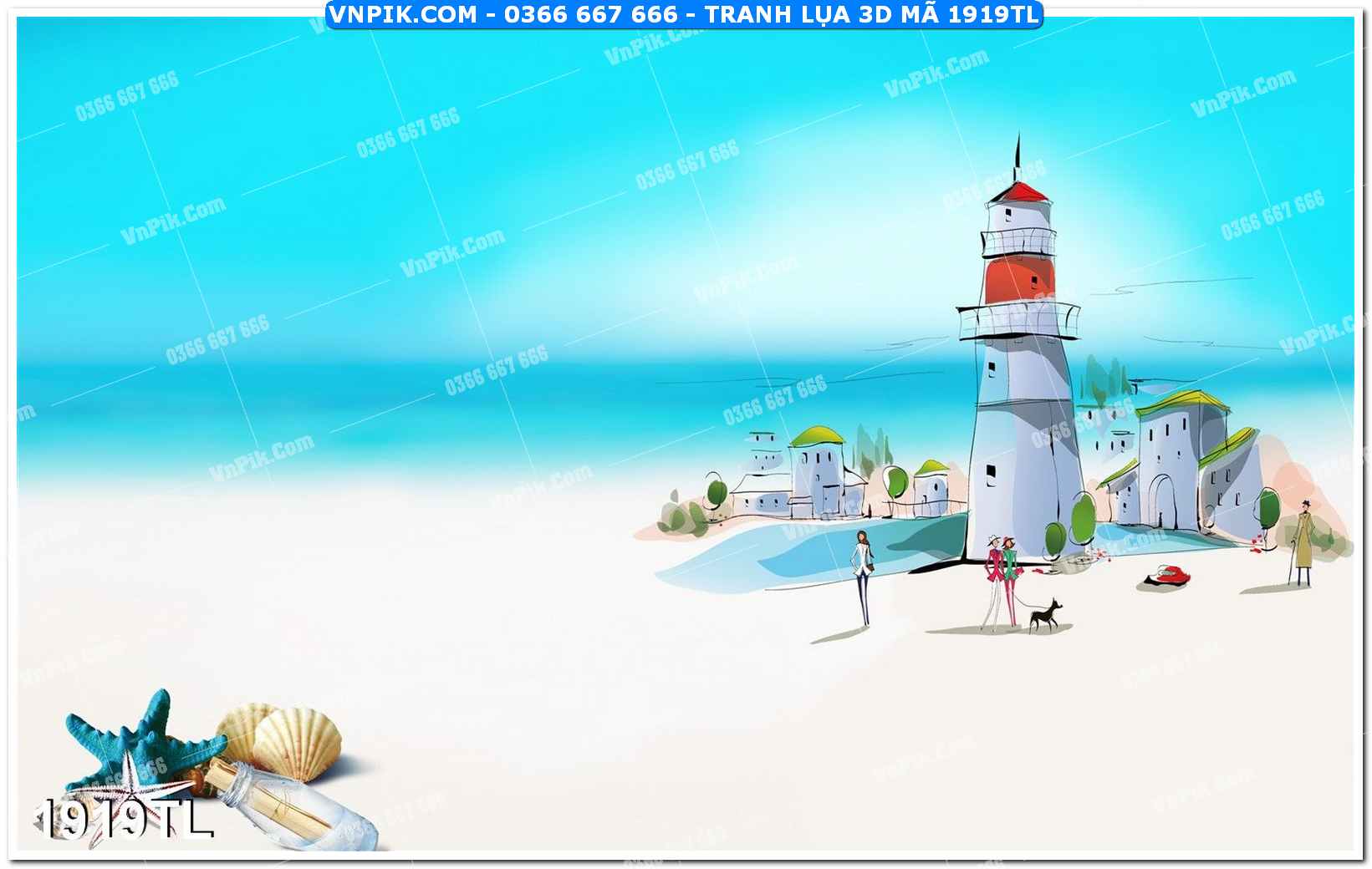 Tranh lụa 3D – Tranh trang trí dán tường 1919TL