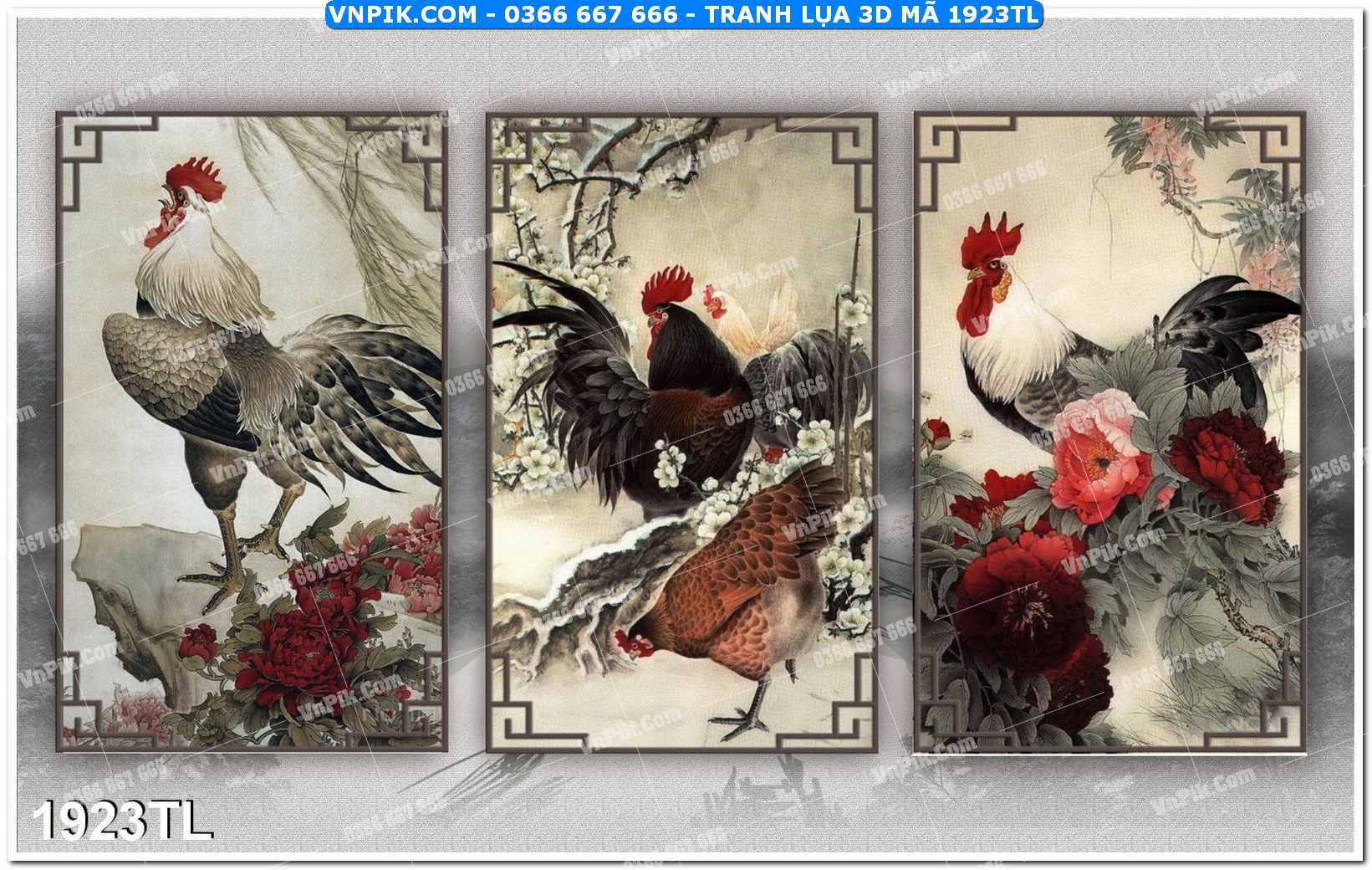 Tranh lụa 3D – Tranh trang trí dán tường 1923TL