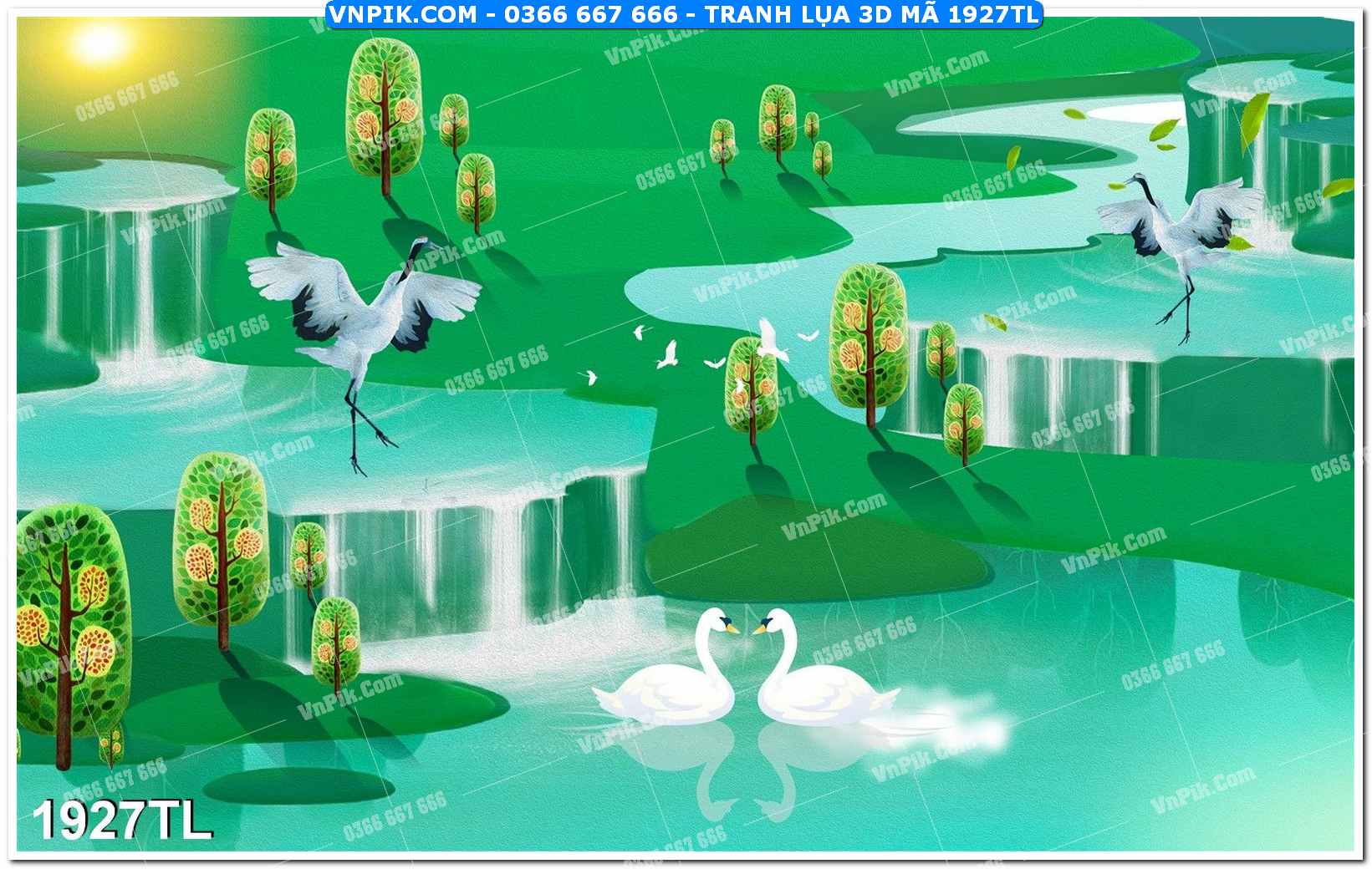 Tranh lụa 3D – Tranh trang trí dán tường 1927TL