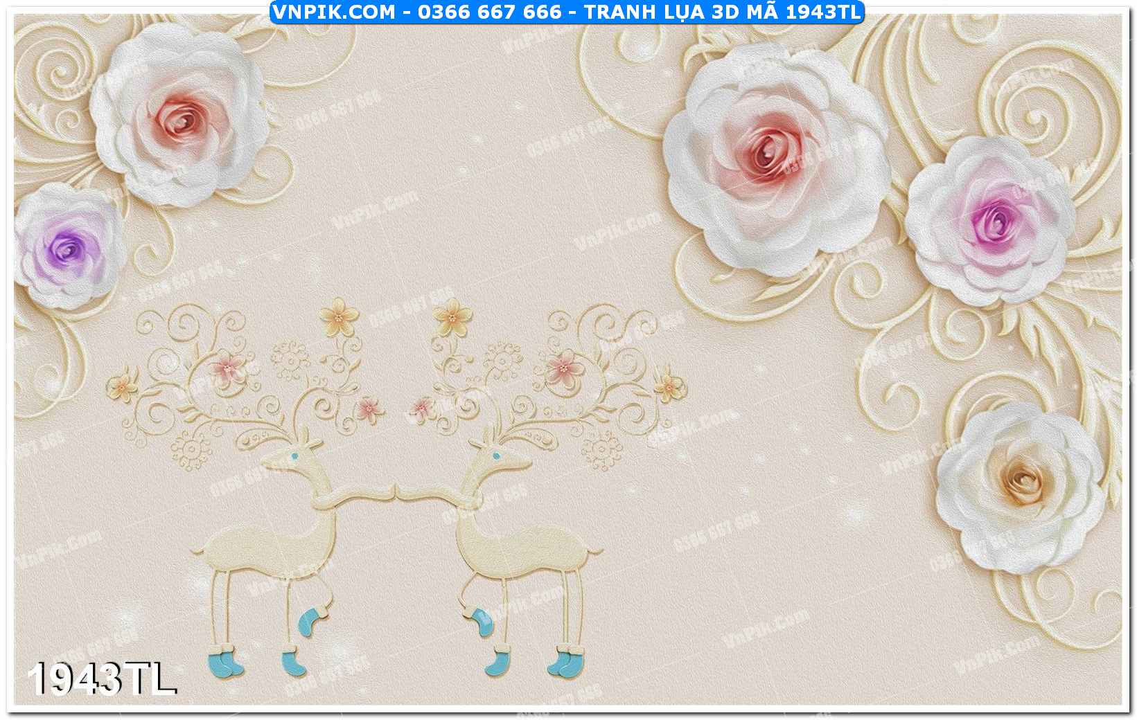 Tranh lụa 3D – Tranh trang trí dán tường 1943TL