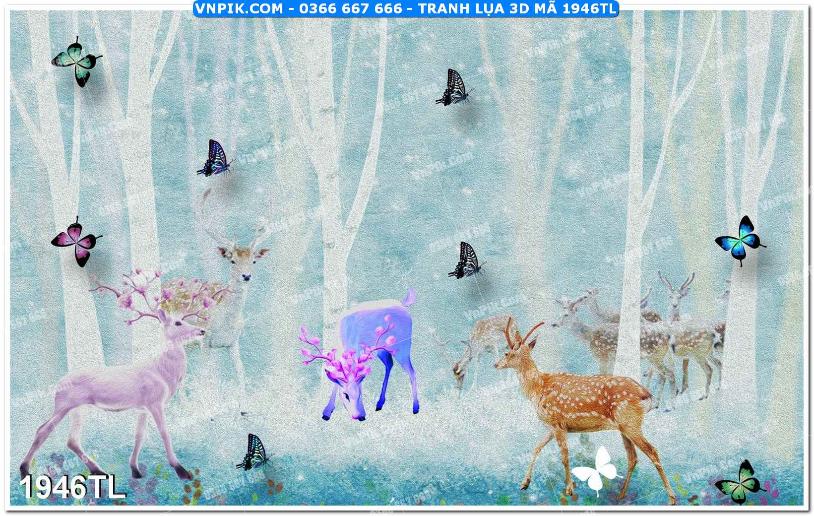 Tranh lụa 3D – Tranh trang trí dán tường 1946TL