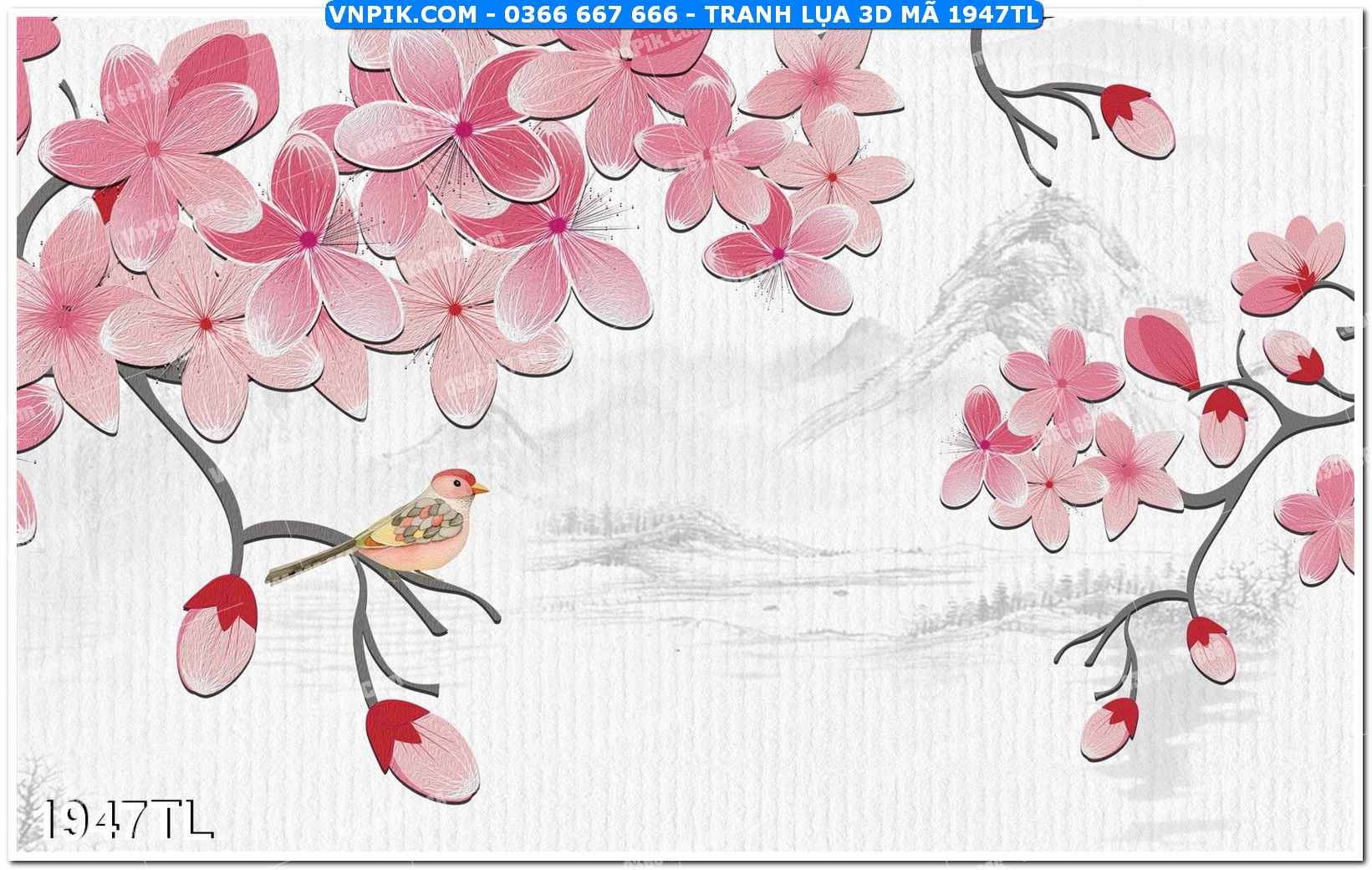 Tranh lụa 3D – Tranh trang trí dán tường 1947TL