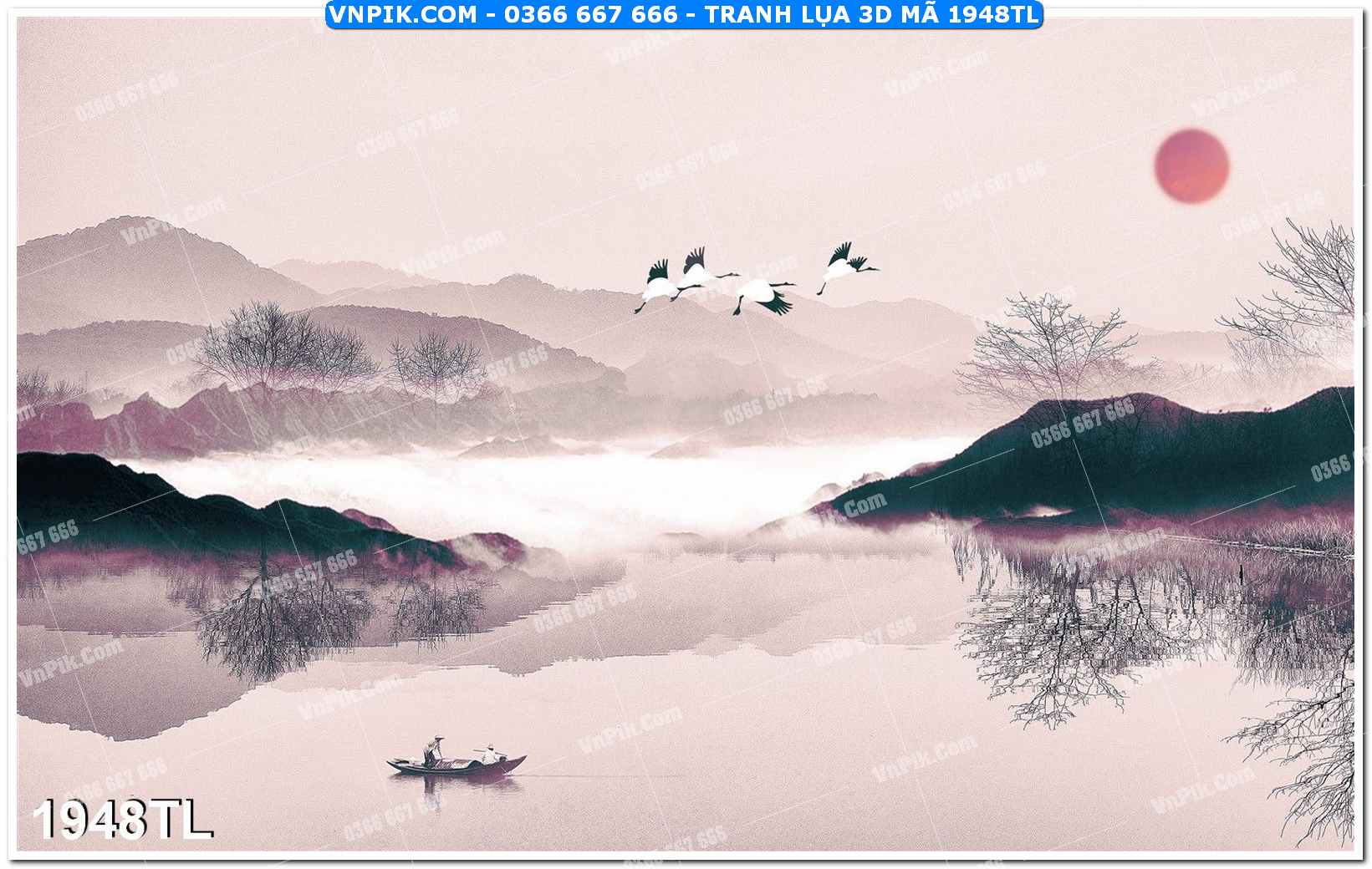 Tranh lụa 3D – Tranh trang trí dán tường 1948TL