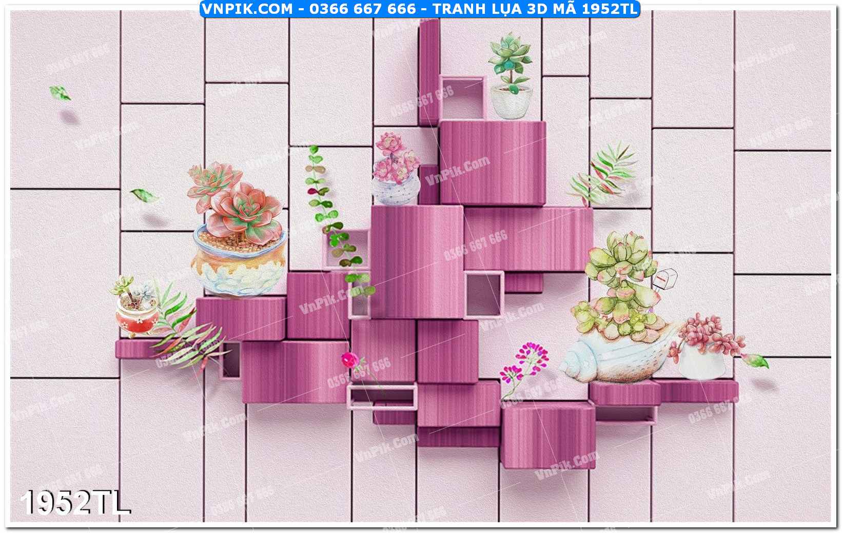 Tranh lụa 3D – Tranh trang trí dán tường 1952TL