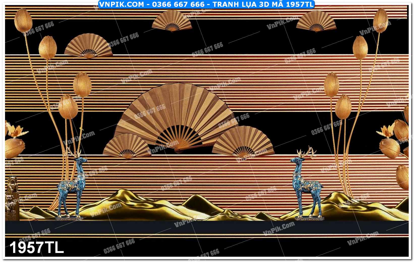 Tranh lụa 3D – Tranh trang trí dán tường 1957TL