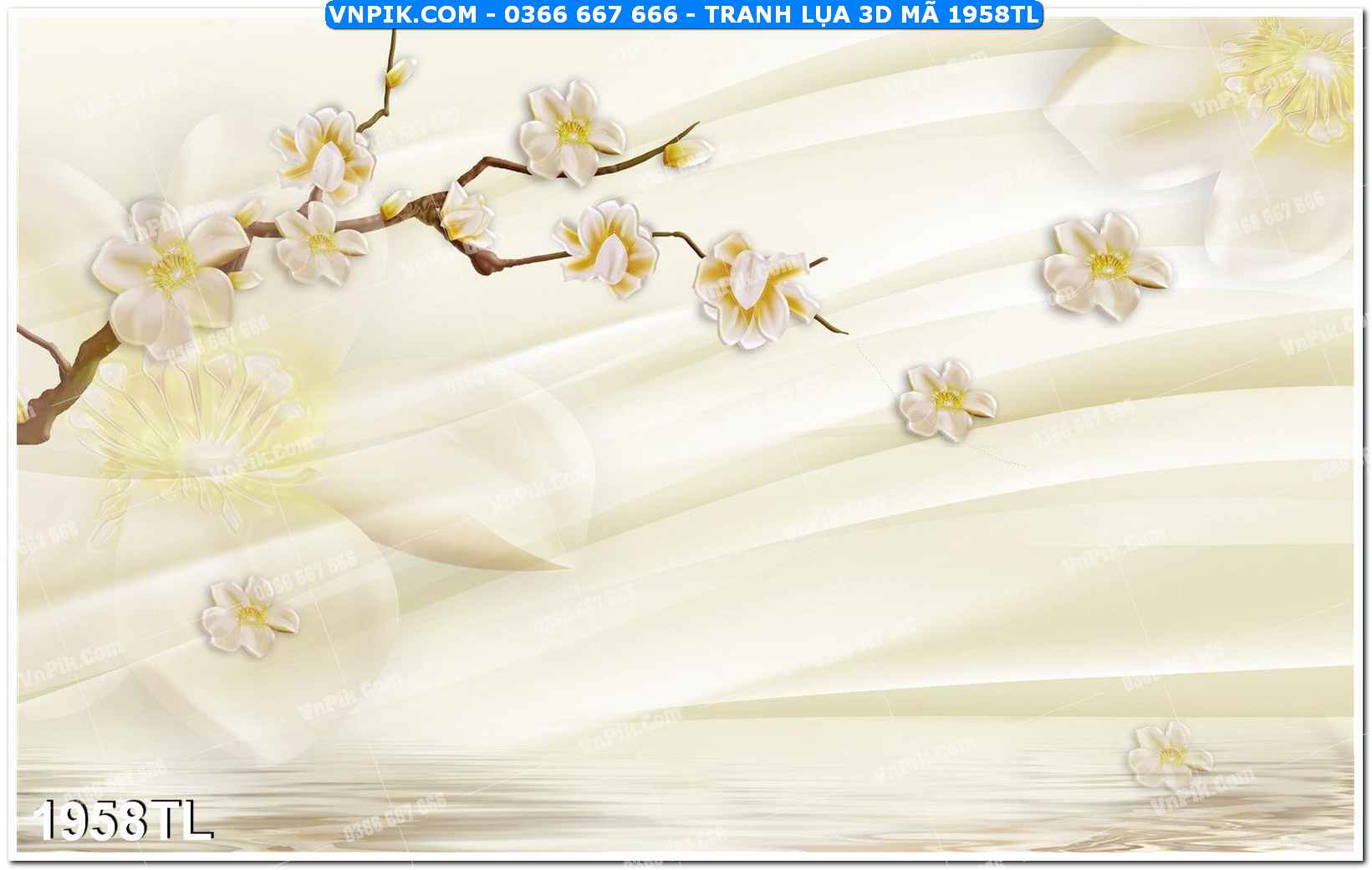 Tranh lụa 3D – Tranh trang trí dán tường 1958TL