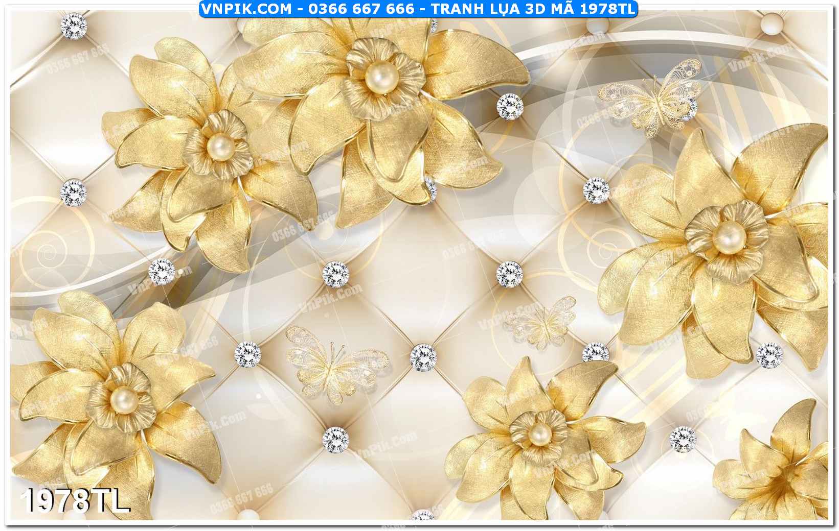 Tranh lụa 3D – Tranh trang trí dán tường 1978TL