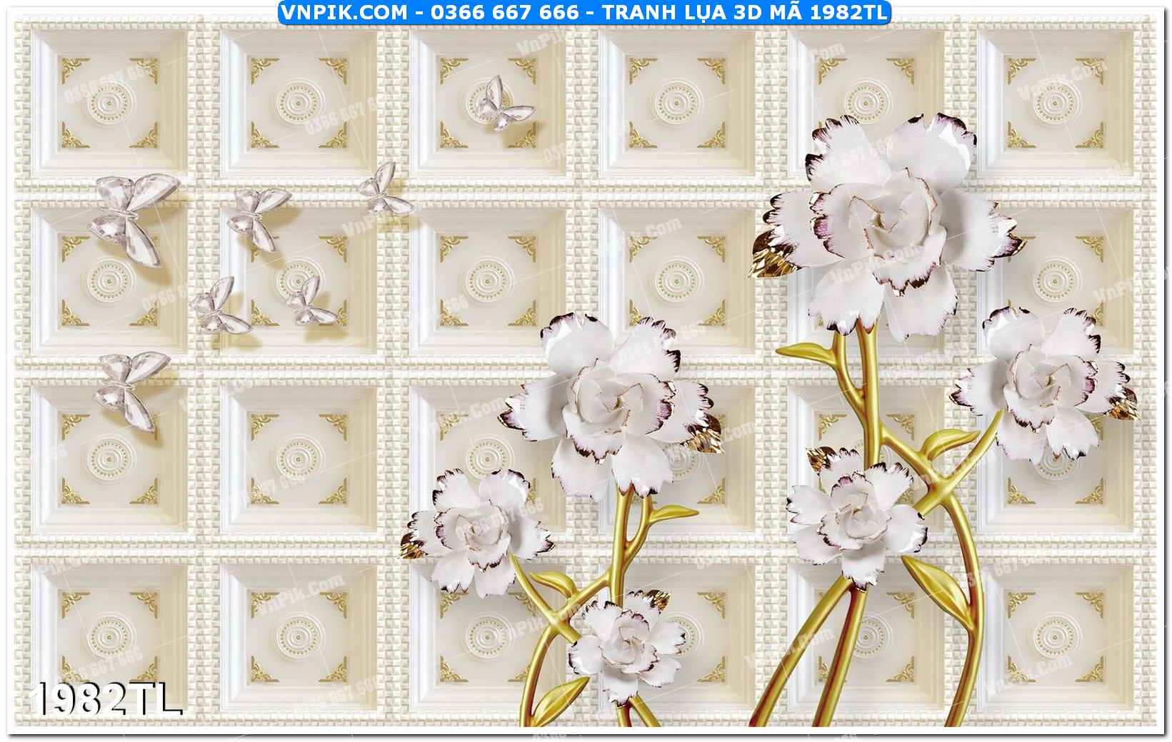 Tranh lụa 3D – Tranh trang trí dán tường 1982TL