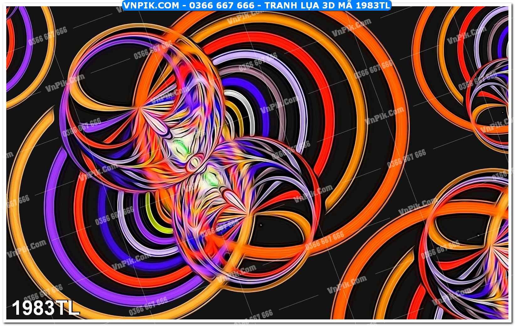Tranh lụa 3D – Tranh trang trí dán tường 1983TL