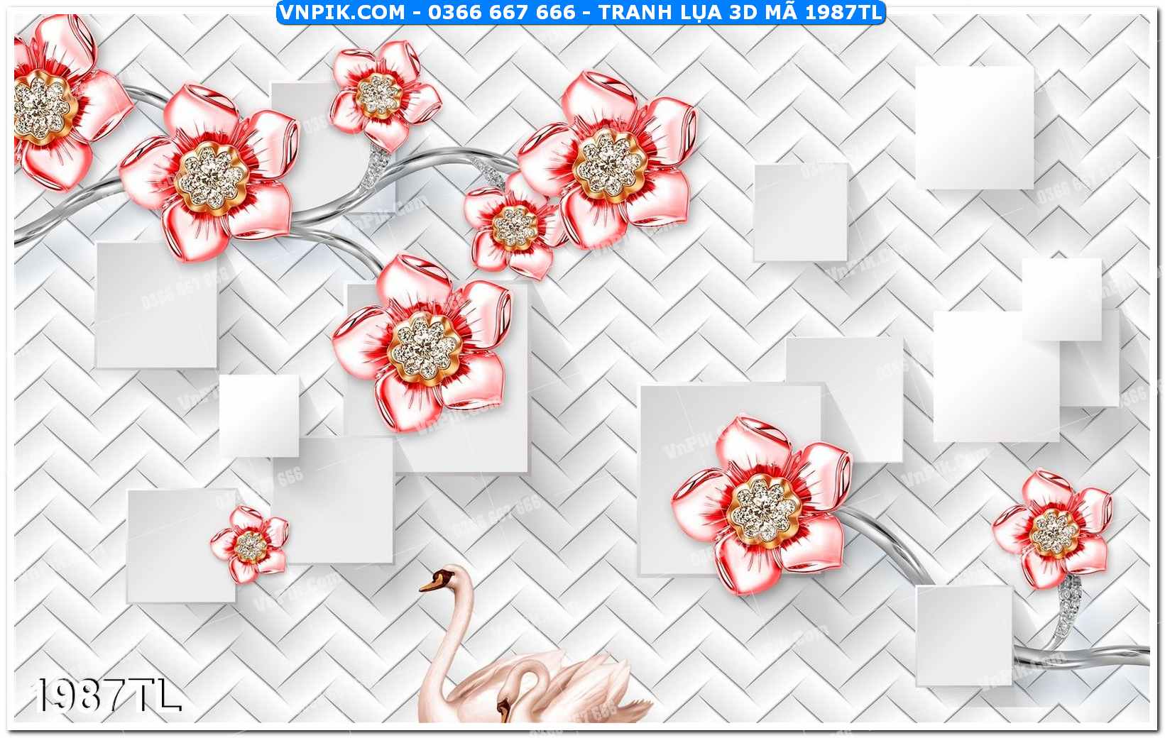 Tranh lụa 3D – Tranh trang trí dán tường 1987TL