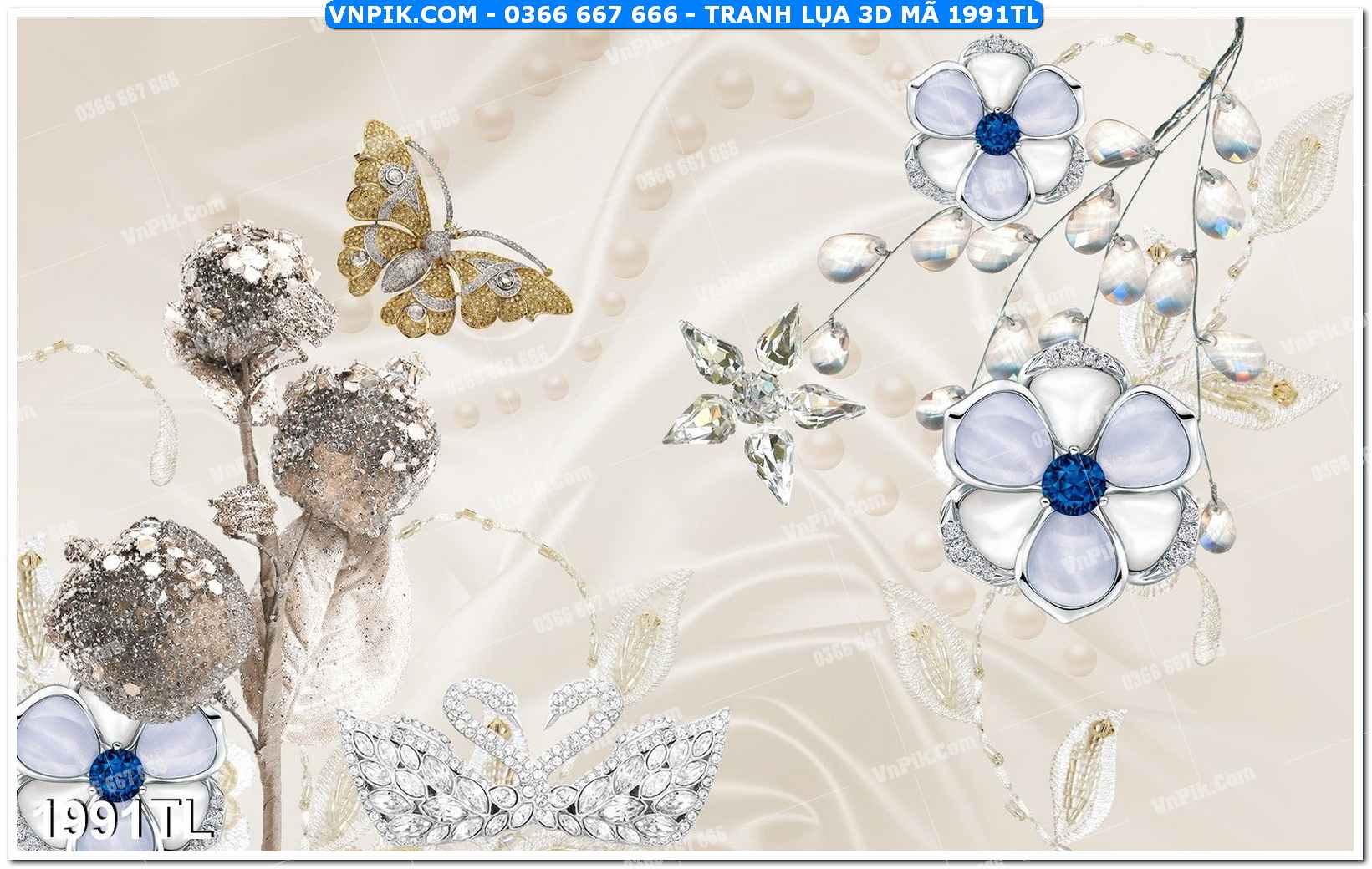 Tranh lụa 3D – Tranh trang trí dán tường 1991TL