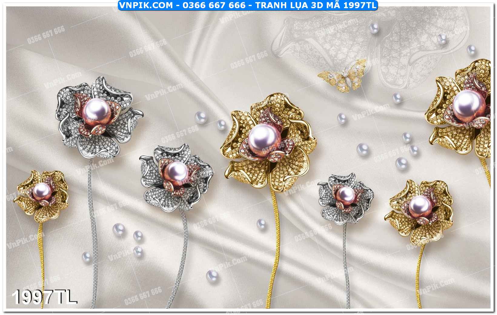 Tranh lụa 3D – Tranh trang trí dán tường 1997TL