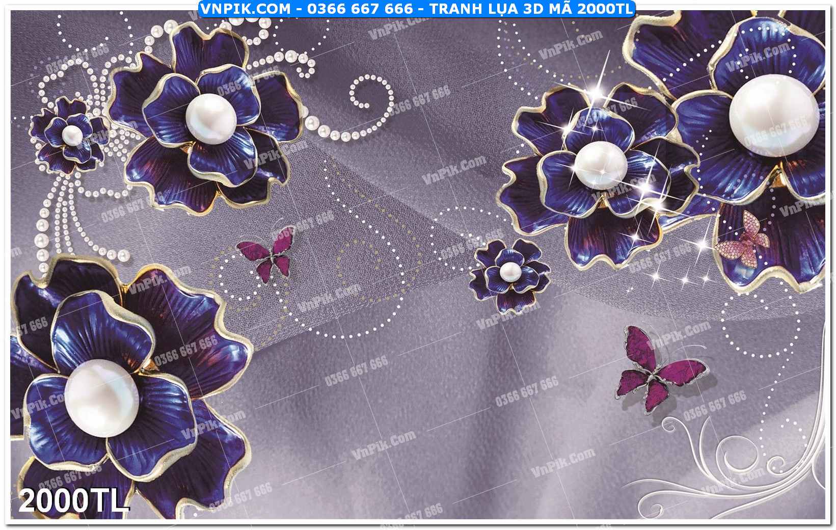 Tranh lụa 3D – Tranh trang trí dán tường 2000TL