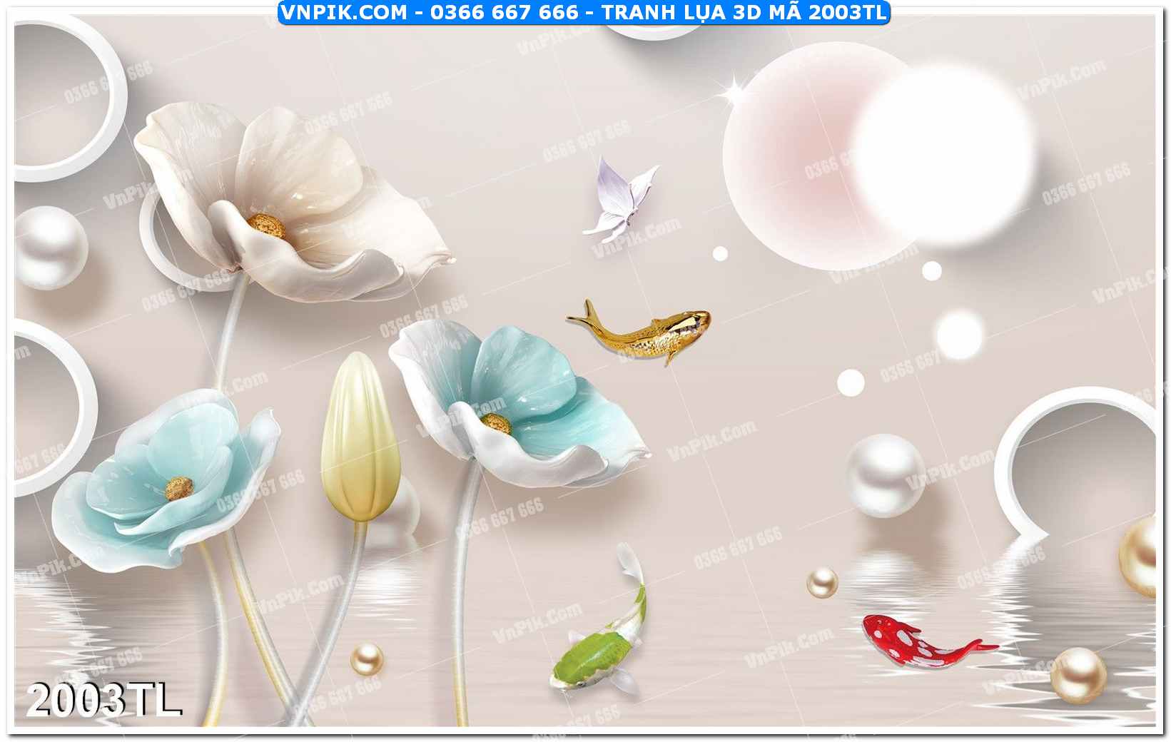 Tranh lụa 3D – Tranh trang trí dán tường 2003TL