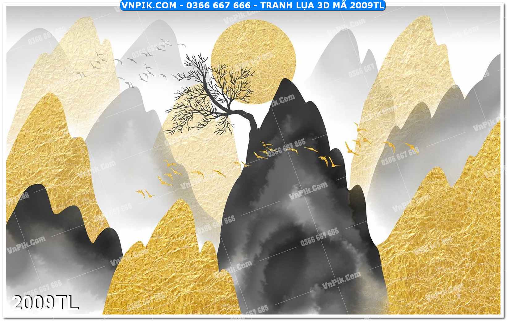 Tranh lụa 3D – Tranh trang trí dán tường 2009TL