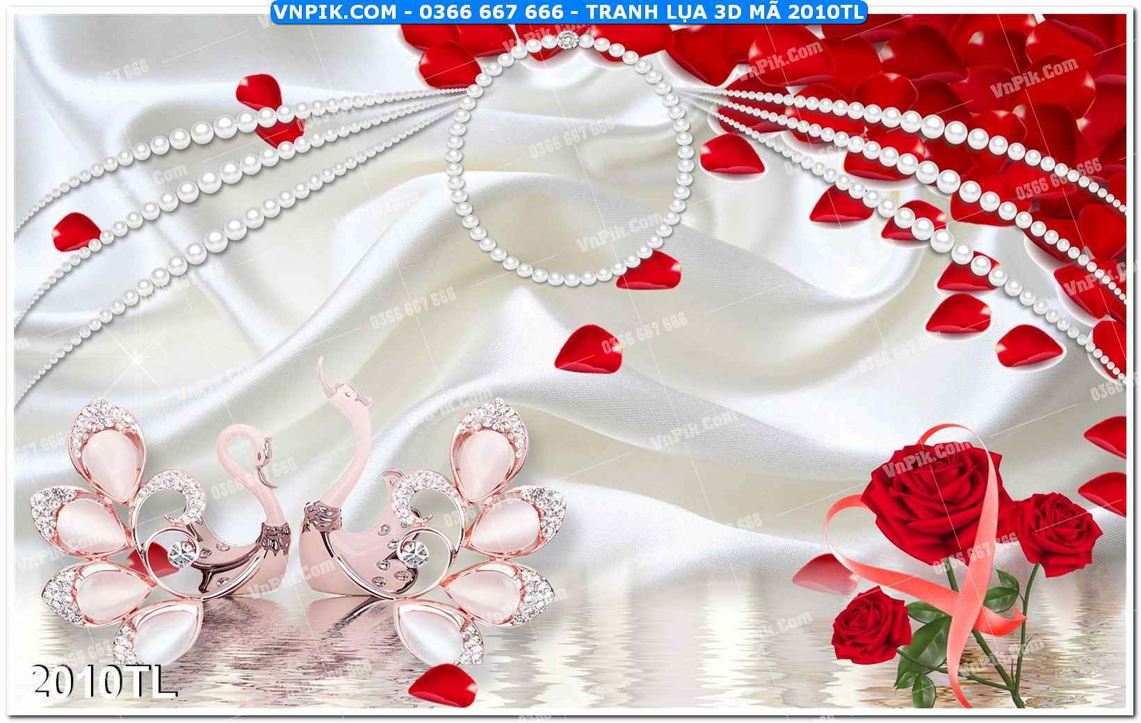 Tranh lụa 3D – Tranh trang trí dán tường 2010TL