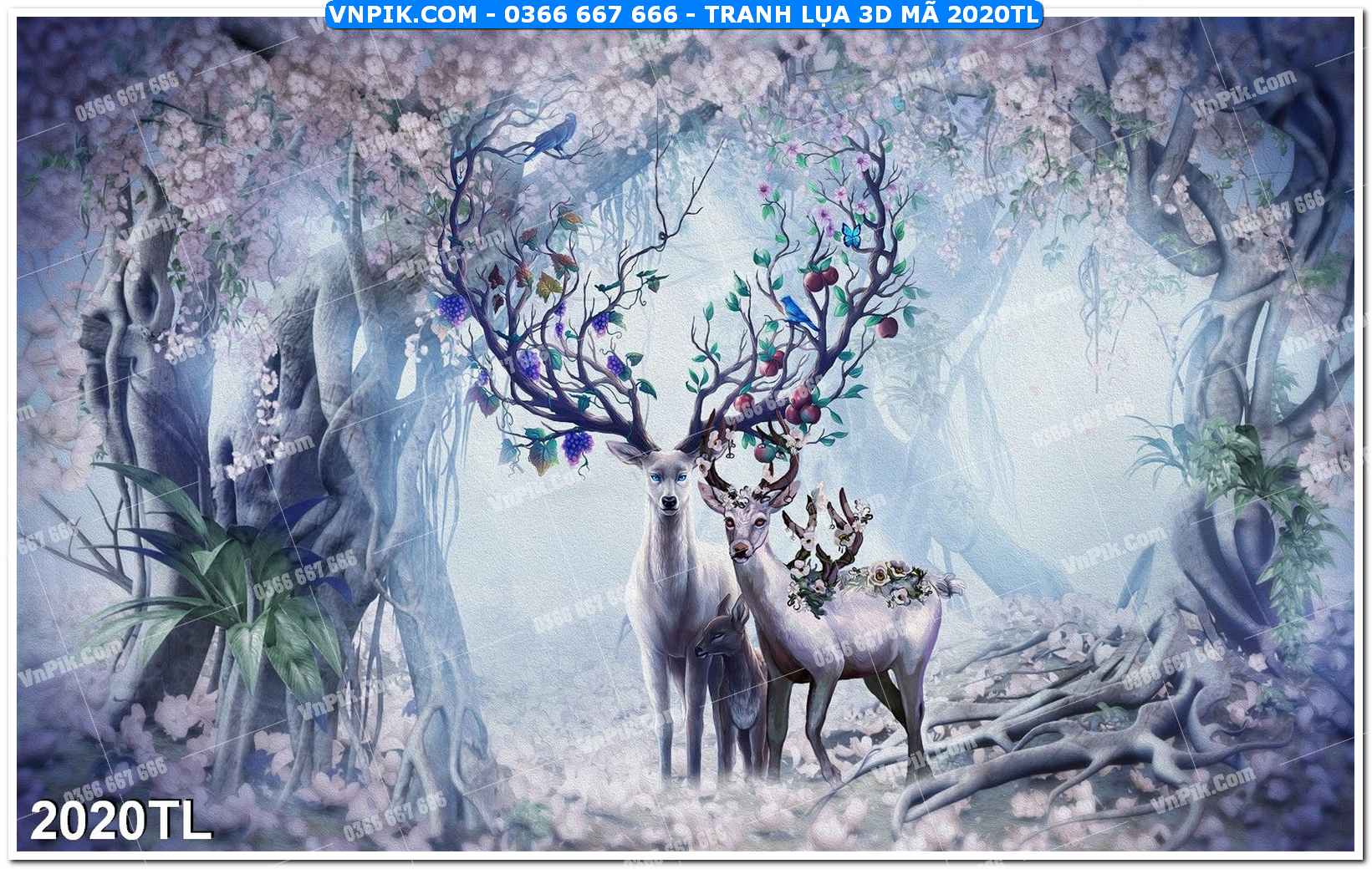 Tranh lụa 3D – Tranh trang trí dán tường 2020TL