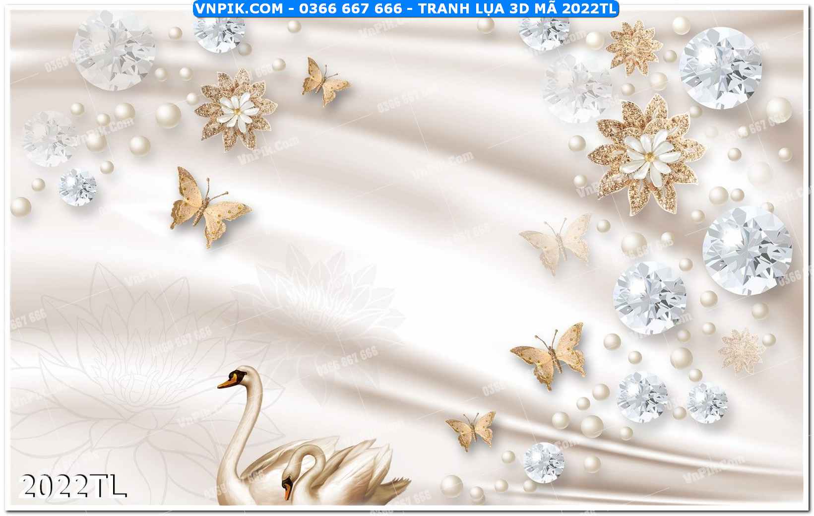 Tranh lụa 3D – Tranh trang trí dán tường 2022TL