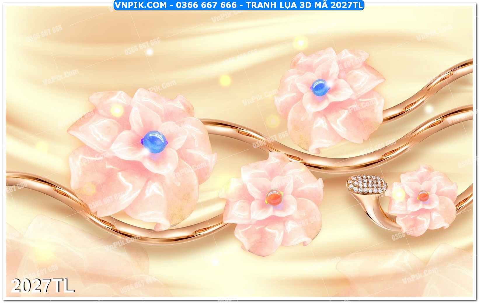 Tranh lụa 3D – Tranh trang trí dán tường 2027TL