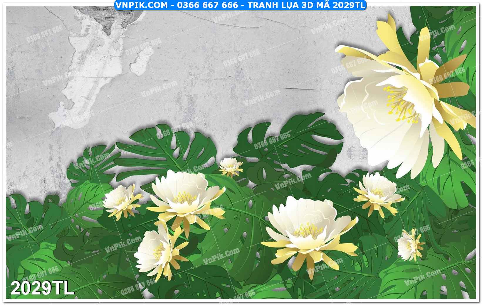 Tranh lụa 3D – Tranh trang trí dán tường 2029TL