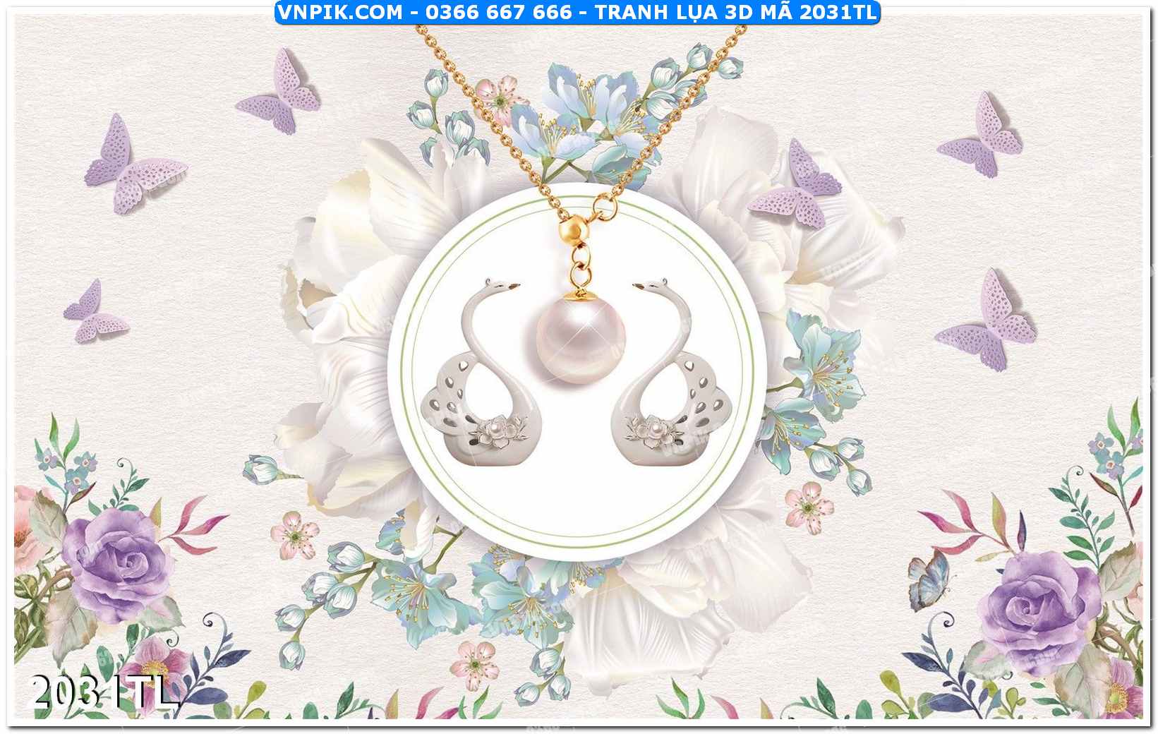 Tranh lụa 3D – Tranh trang trí dán tường 2031TL