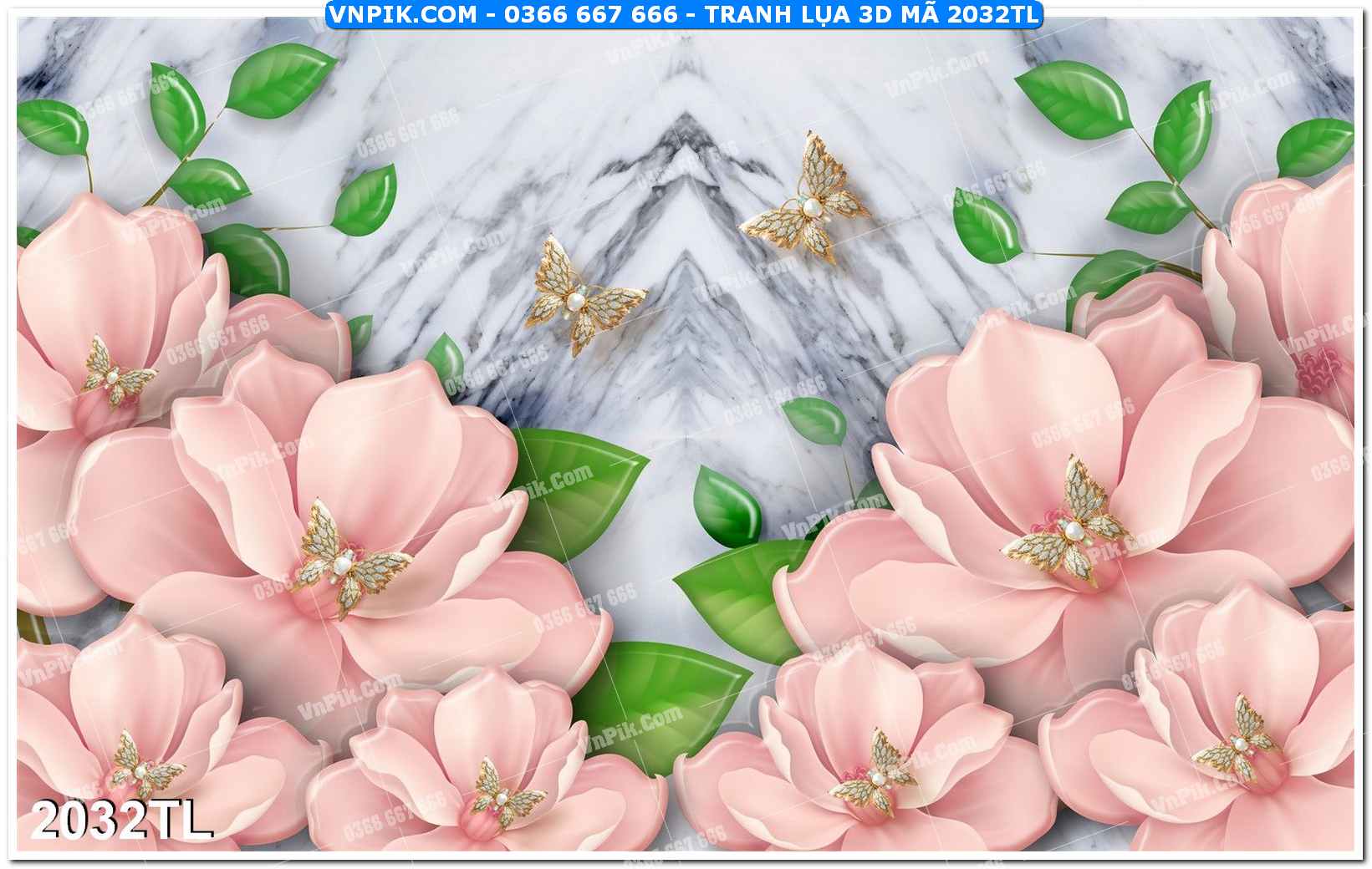 Tranh lụa 3D – Tranh trang trí dán tường 2032TL