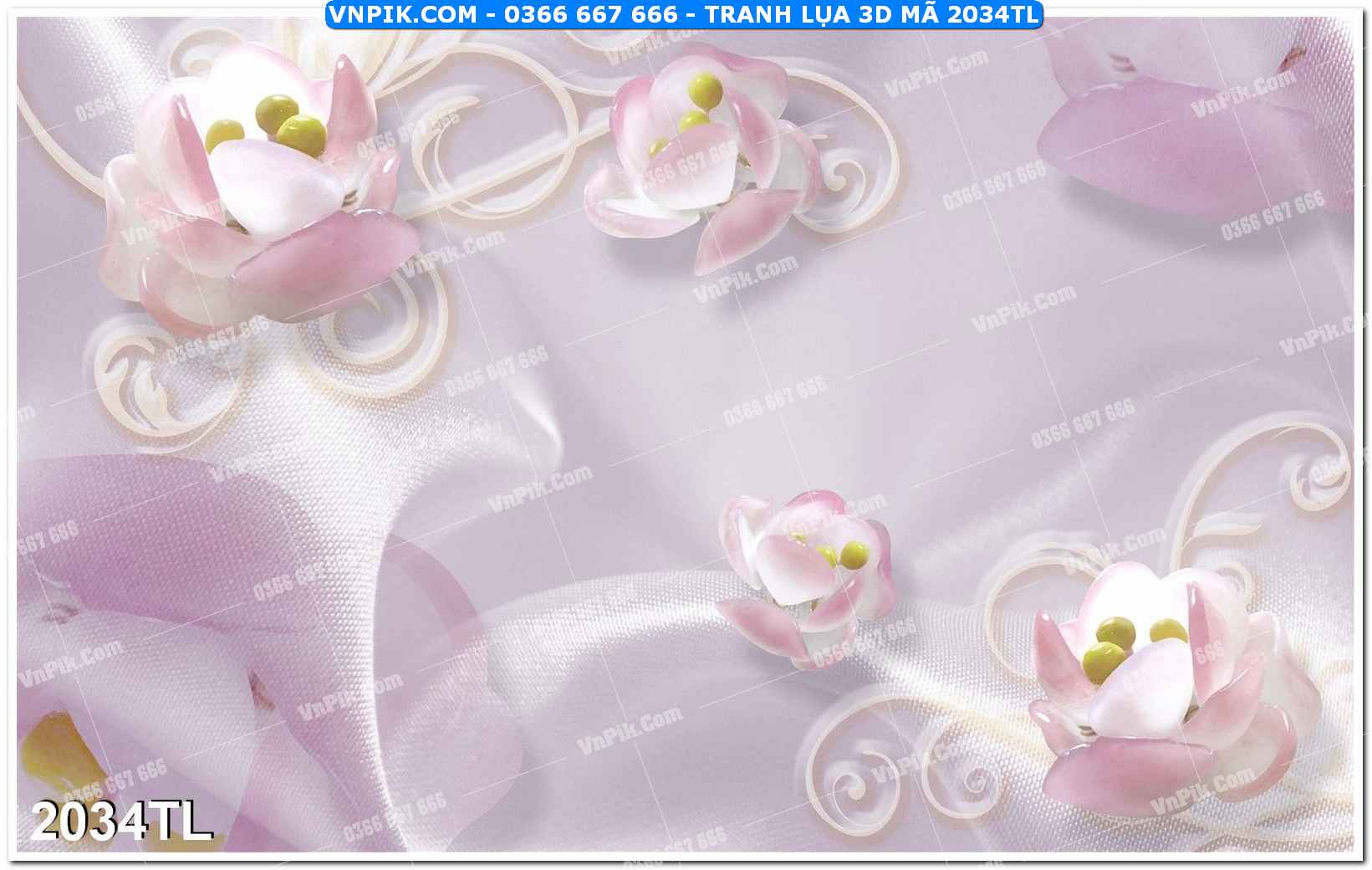 Tranh lụa 3D – Tranh trang trí dán tường 2034TL