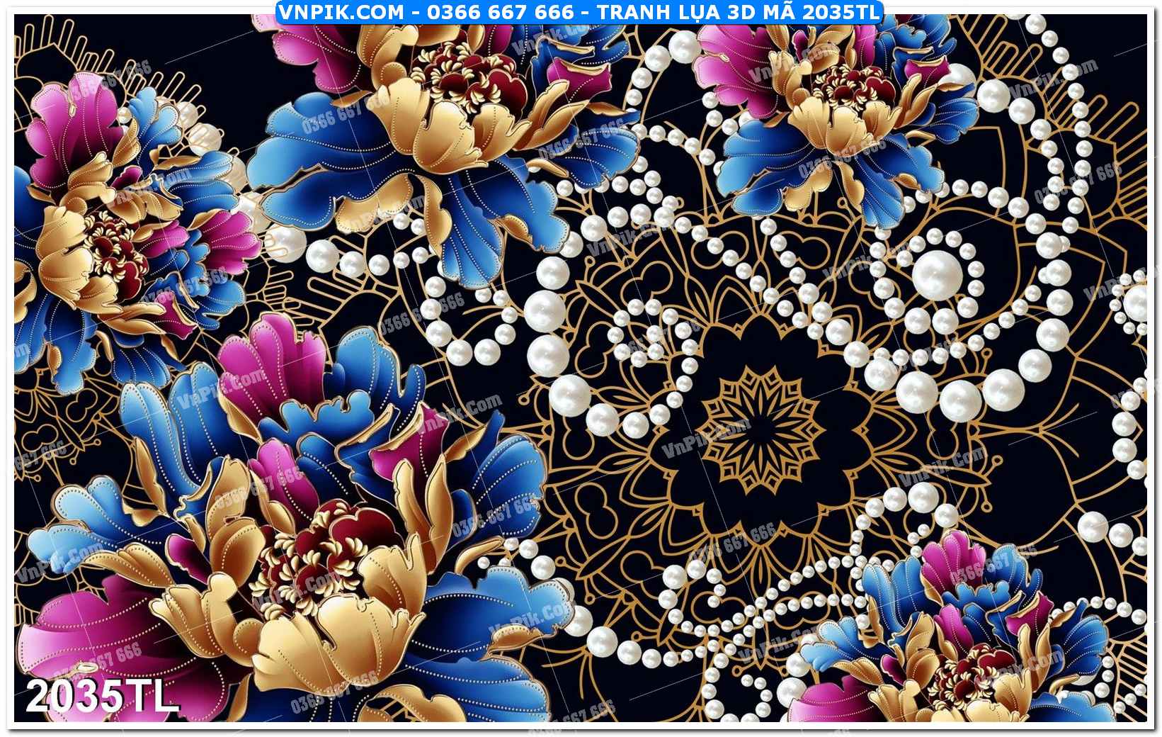 Tranh lụa 3D – Tranh trang trí dán tường 2035TL