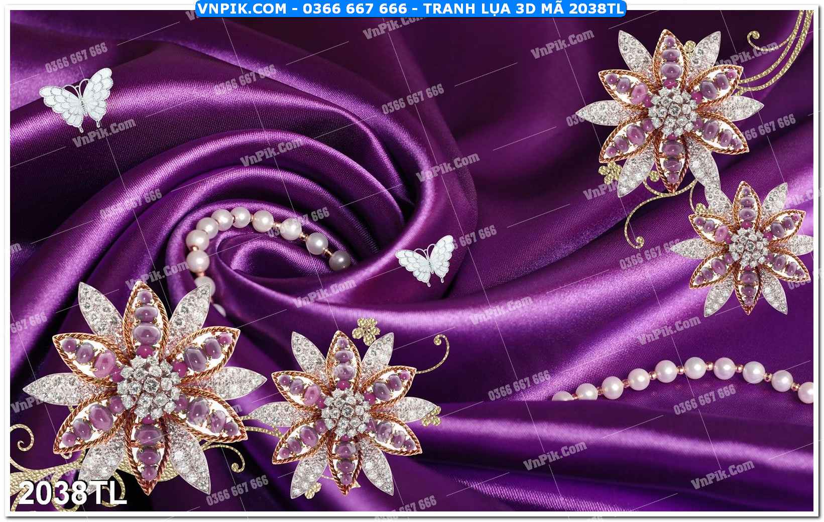 Tranh lụa 3D – Tranh trang trí dán tường 2038TL