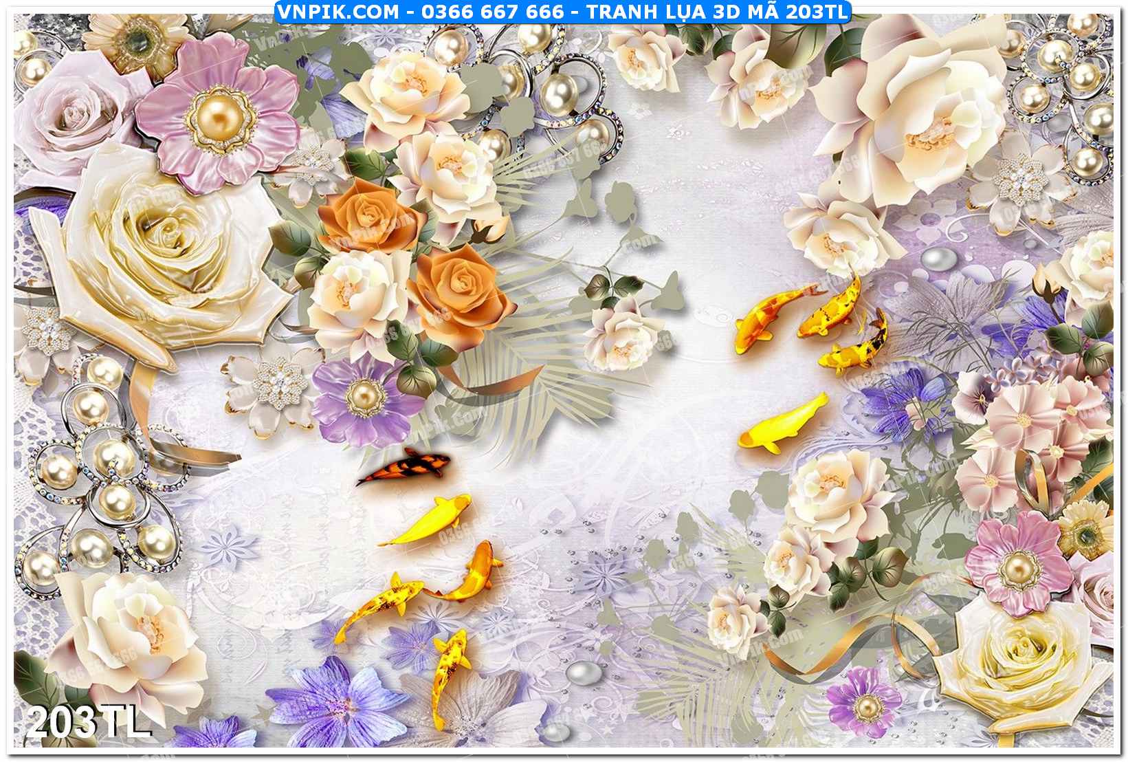 Tranh lụa 3D – Tranh trang trí dán tường 203TL