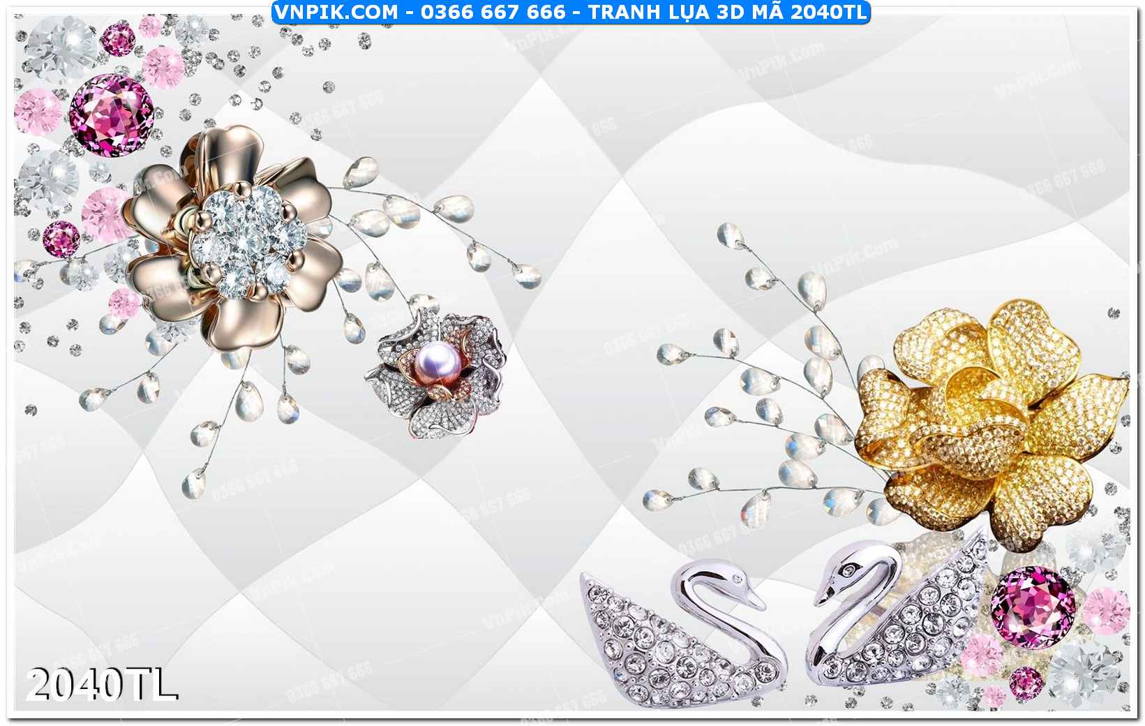 Tranh lụa 3D – Tranh trang trí dán tường 2040TL