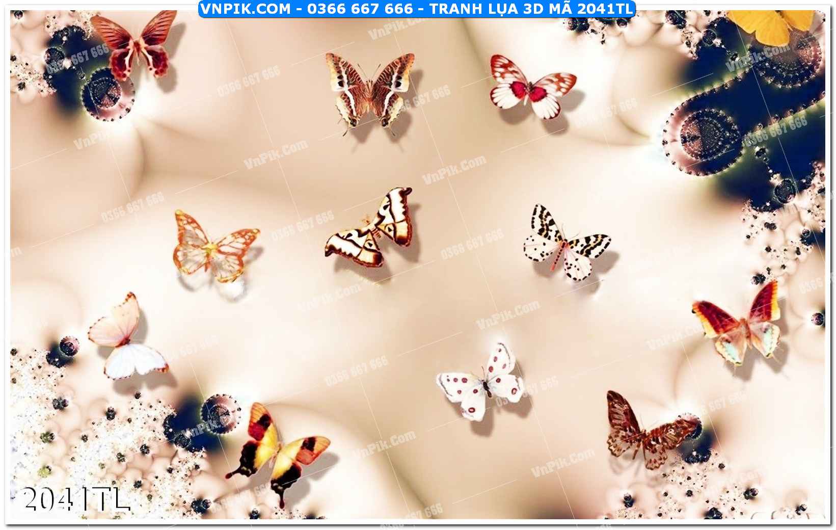 Tranh lụa 3D – Tranh trang trí dán tường 2041TL