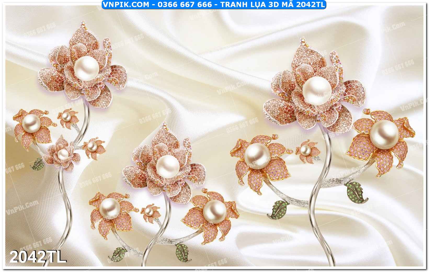 Tranh lụa 3D – Tranh trang trí dán tường 2042TL