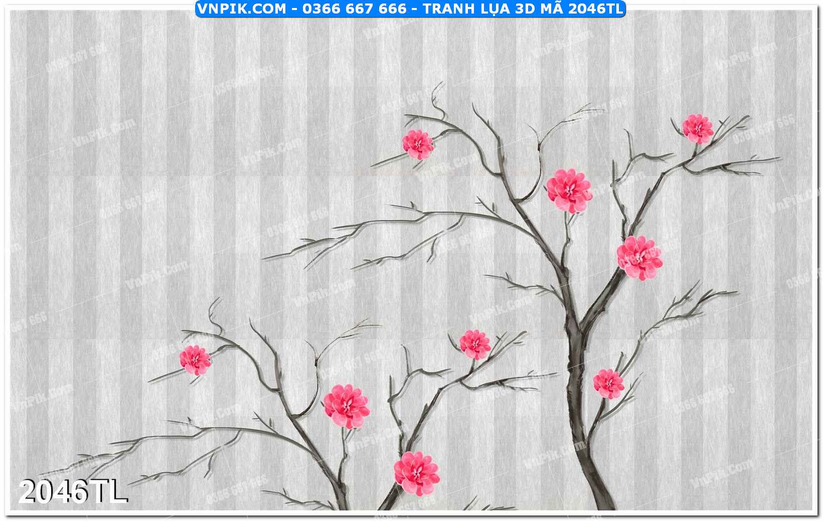 Tranh lụa 3D – Tranh trang trí dán tường 2046TL