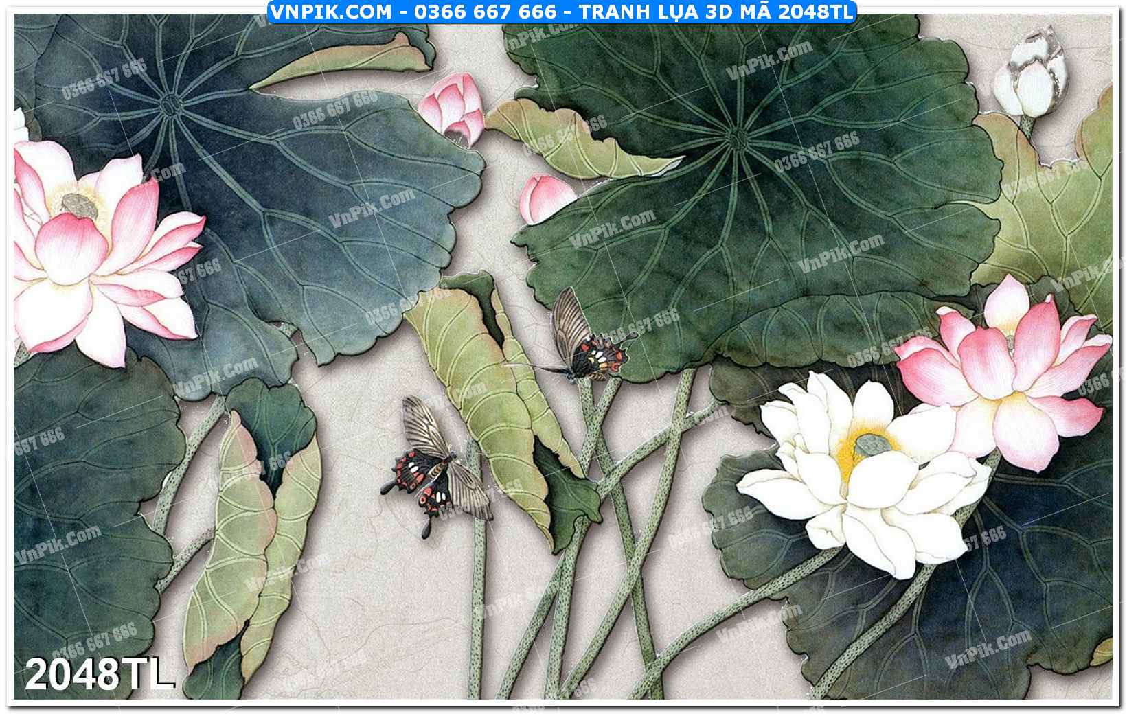 Tranh lụa 3D – Tranh trang trí dán tường 2048TL