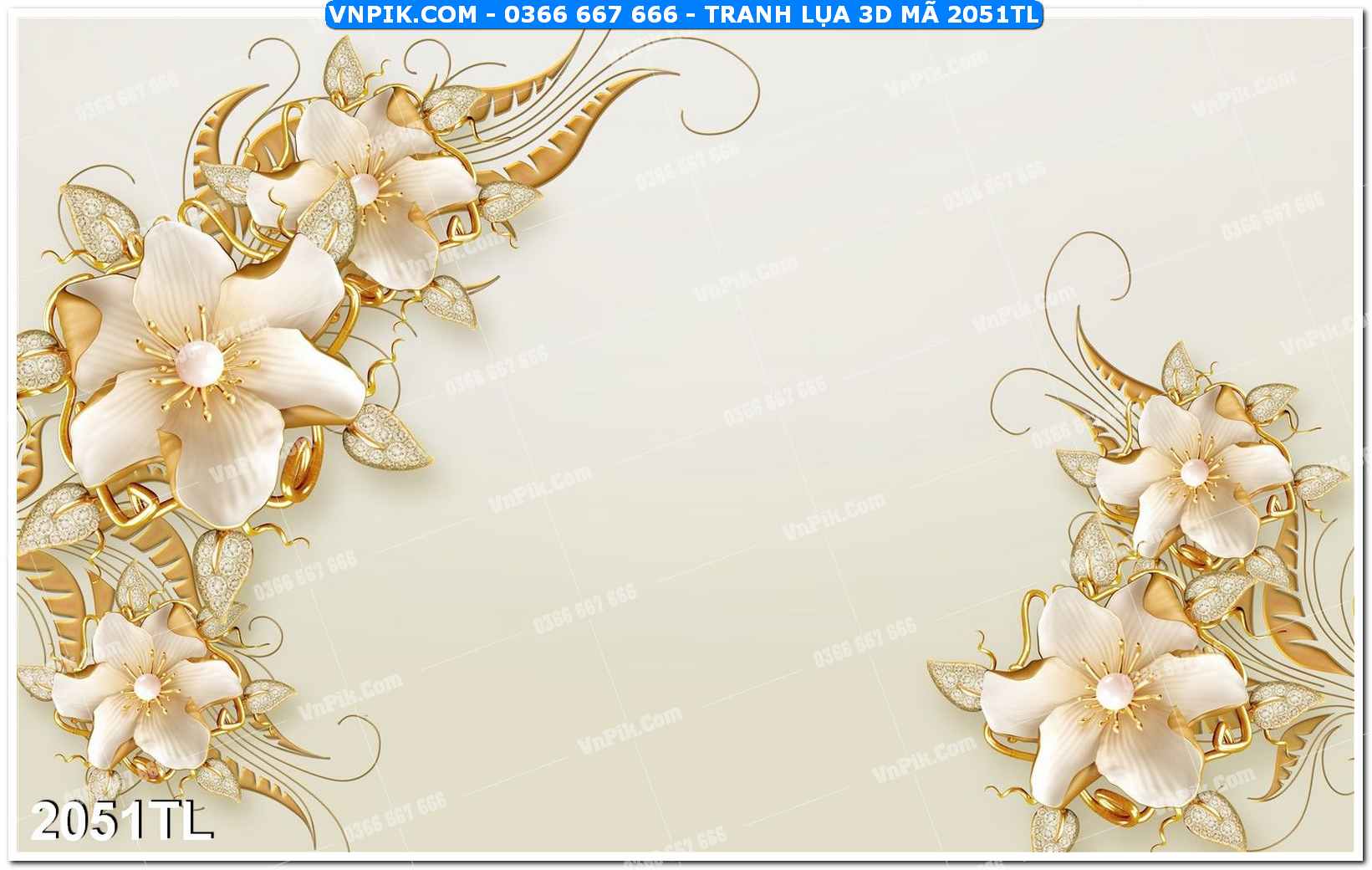 Tranh lụa 3D – Tranh trang trí dán tường 2051TL