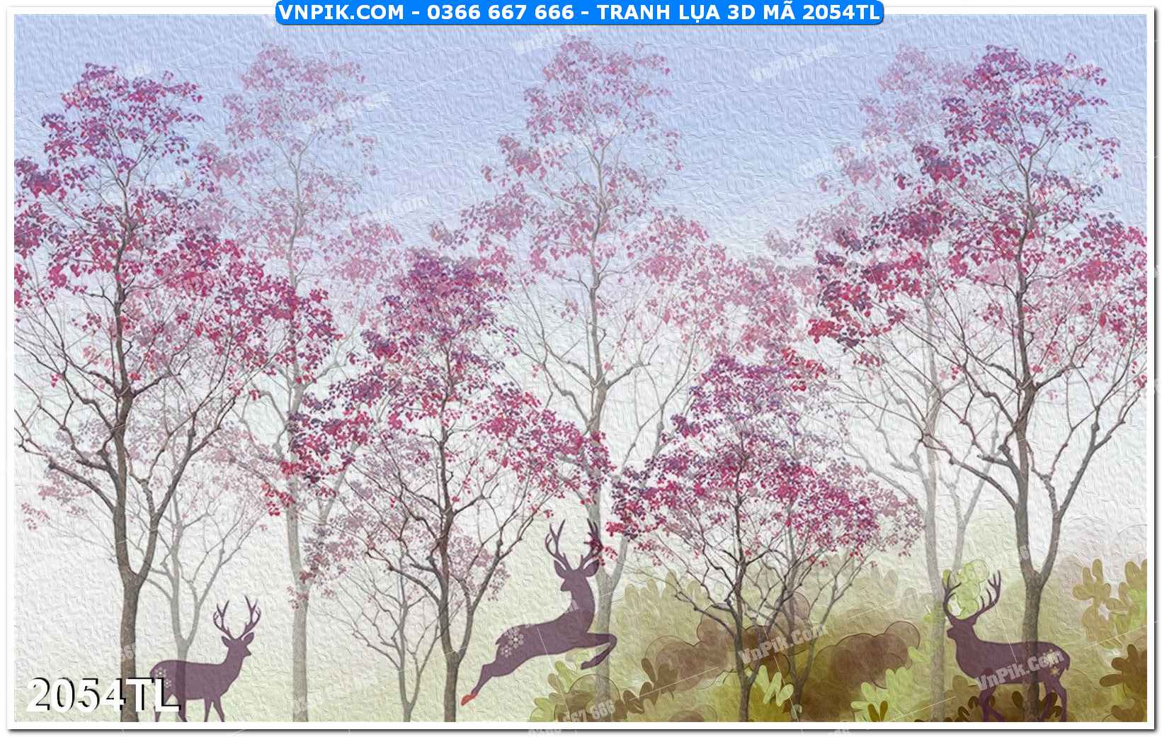 Tranh lụa 3D – Tranh trang trí dán tường 2054TL