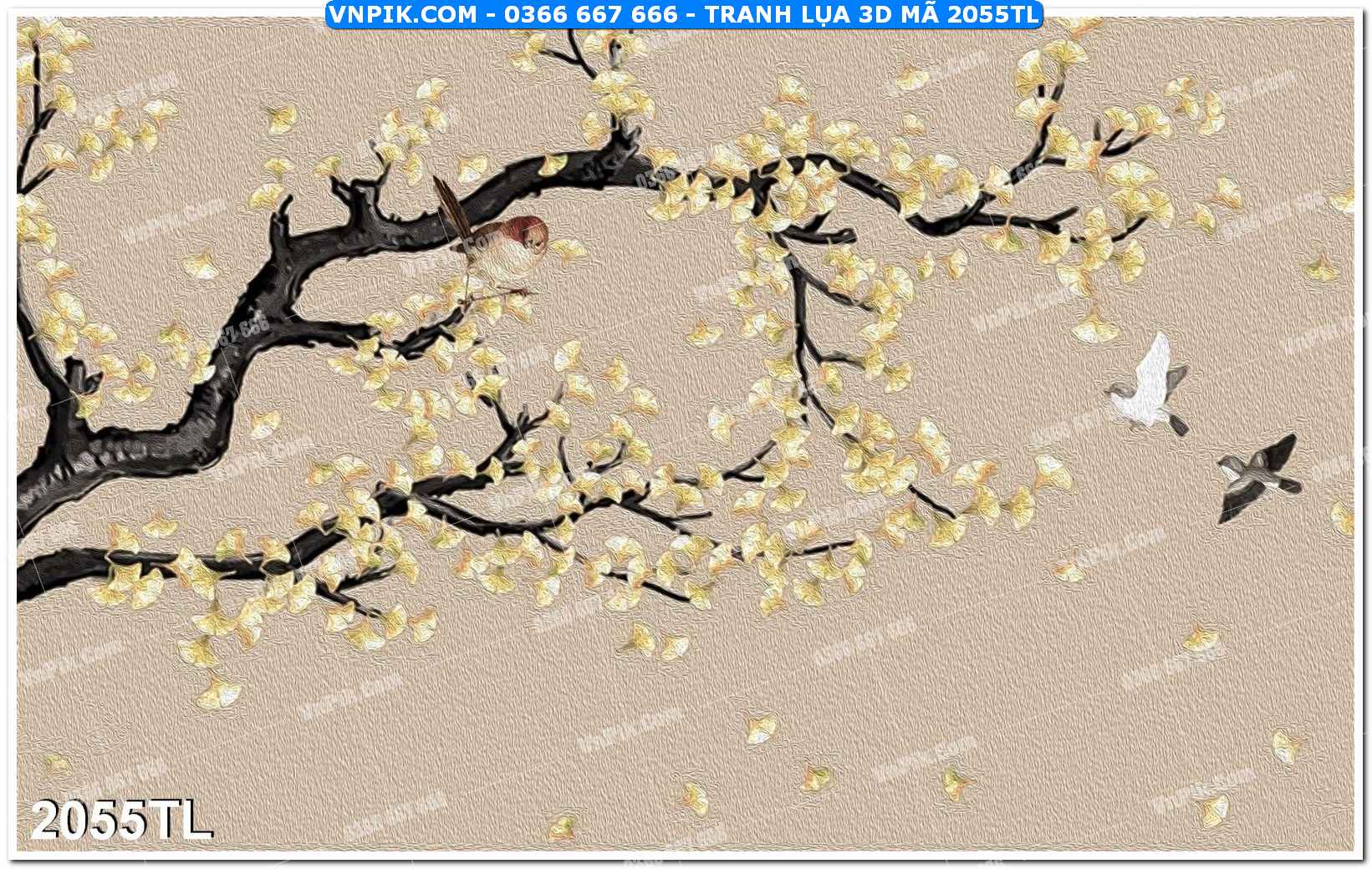 Tranh lụa 3D – Tranh trang trí dán tường 2055TL