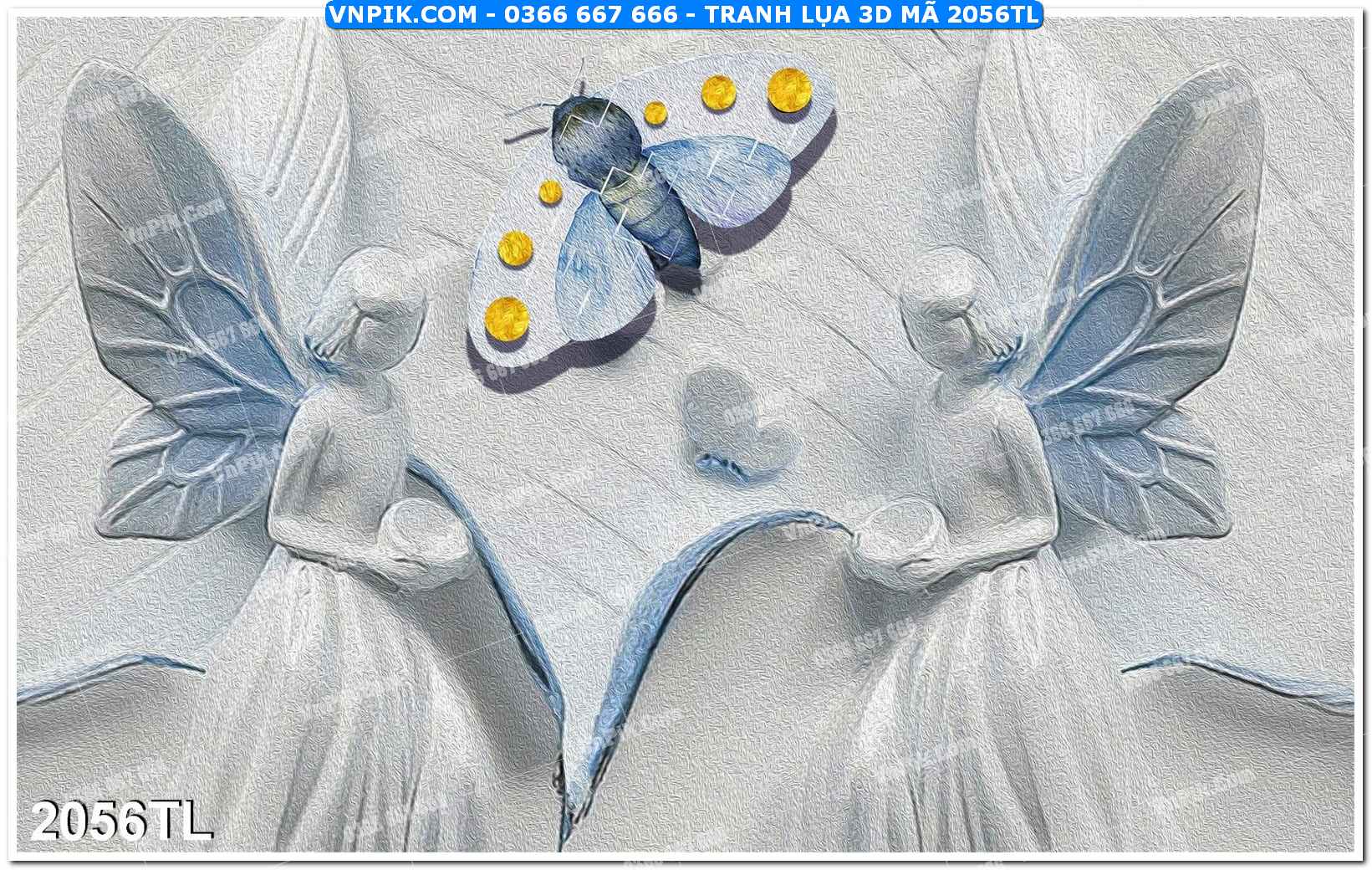 Tranh lụa 3D – Tranh trang trí dán tường 2056TL