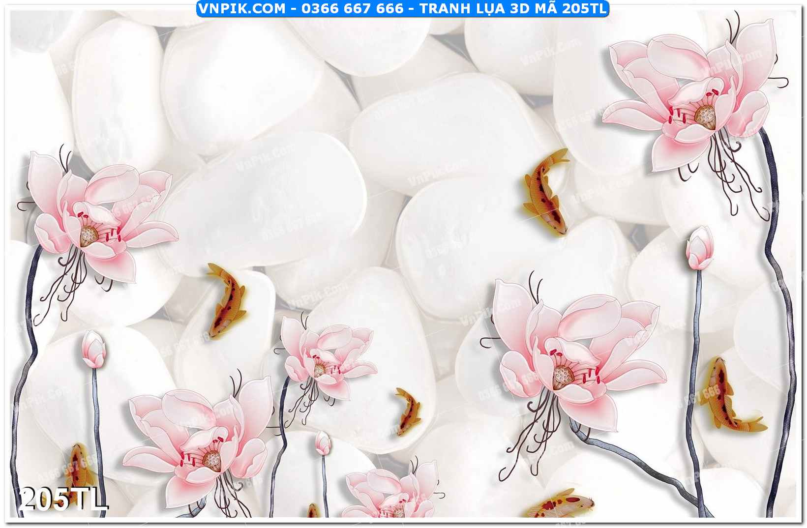 Tranh lụa 3D – Tranh trang trí dán tường 205TL