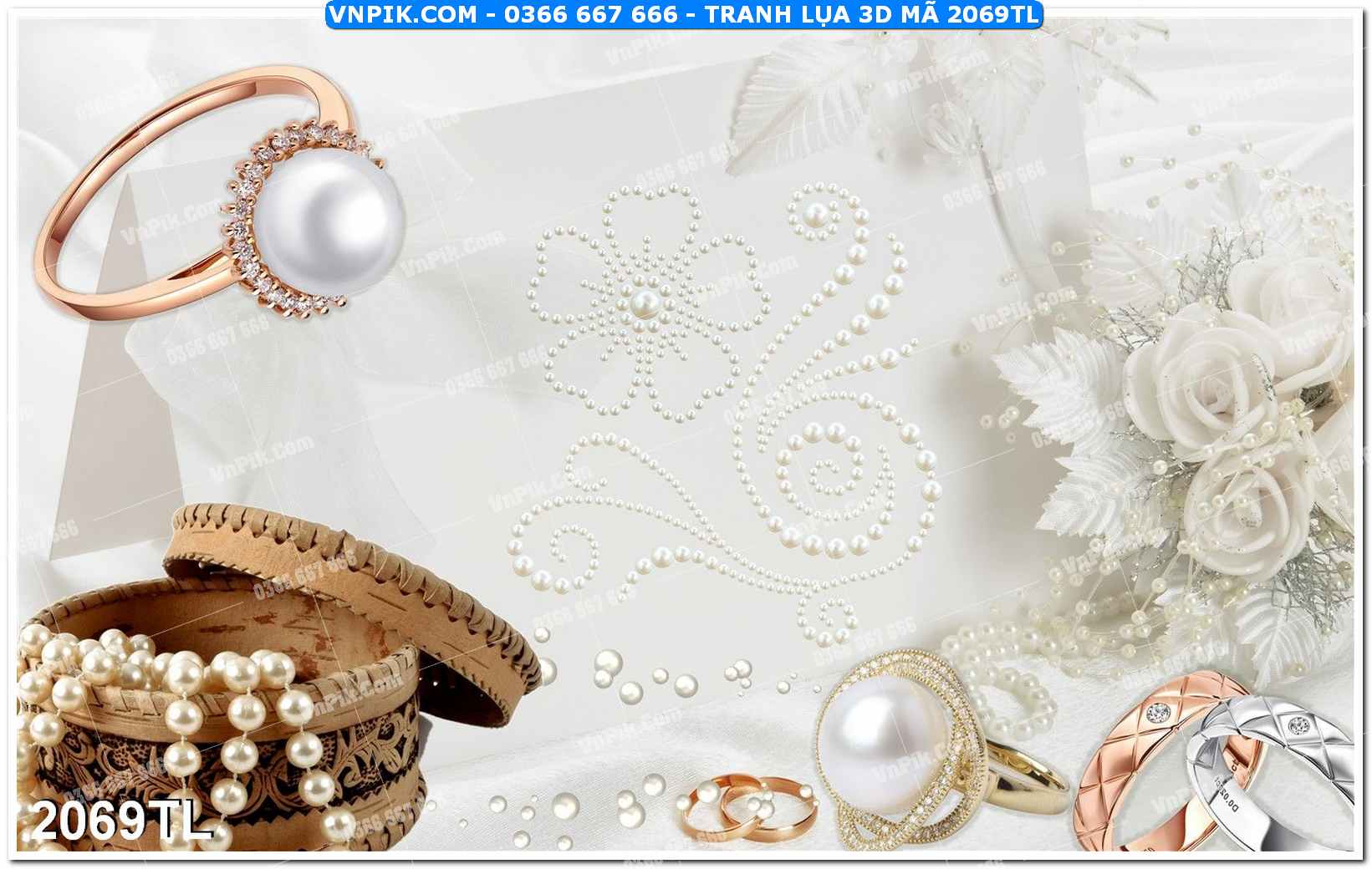 Tranh lụa 3D – Tranh trang trí dán tường 2069TL