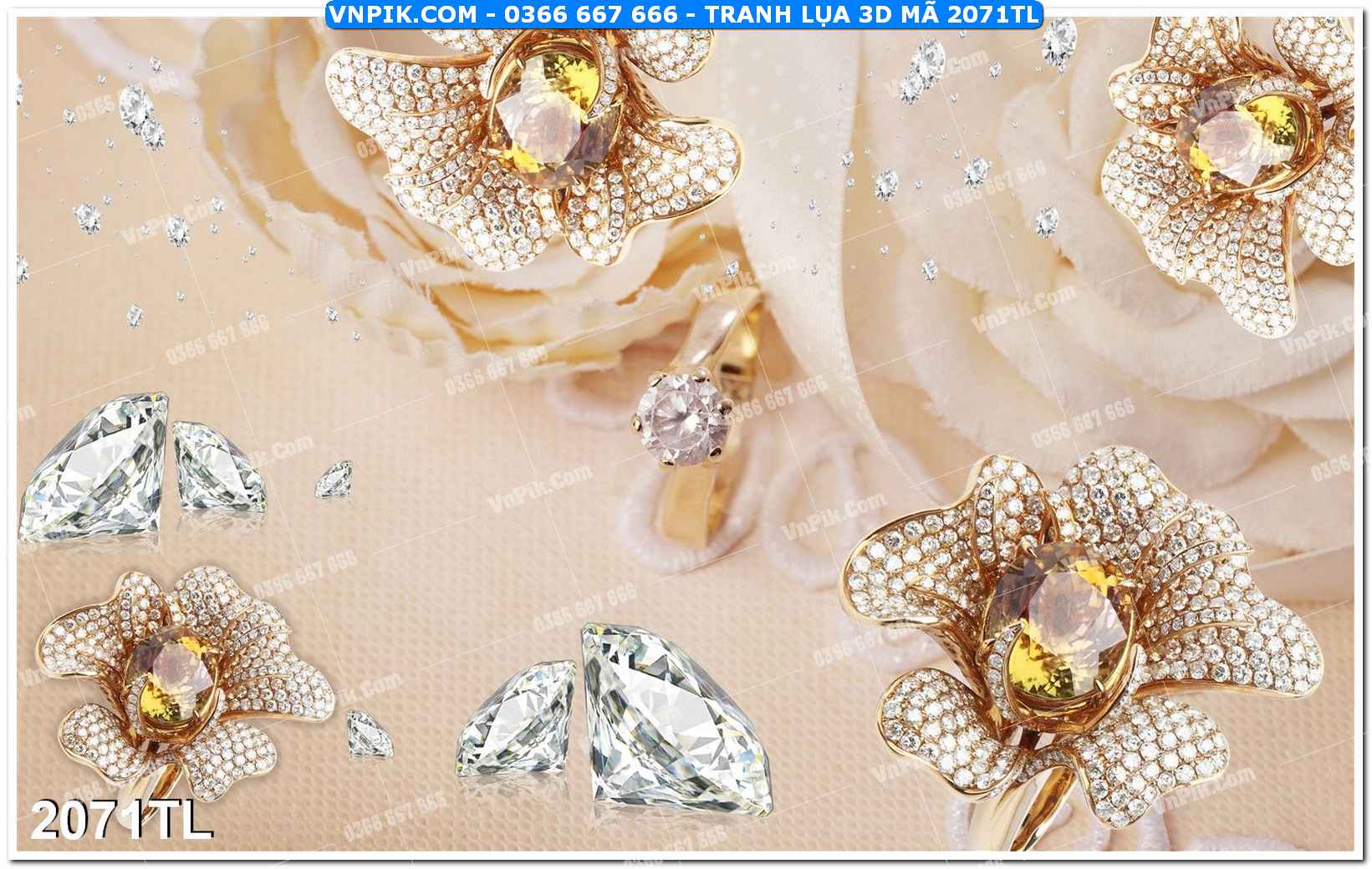 Tranh lụa 3D – Tranh trang trí dán tường 2071TL