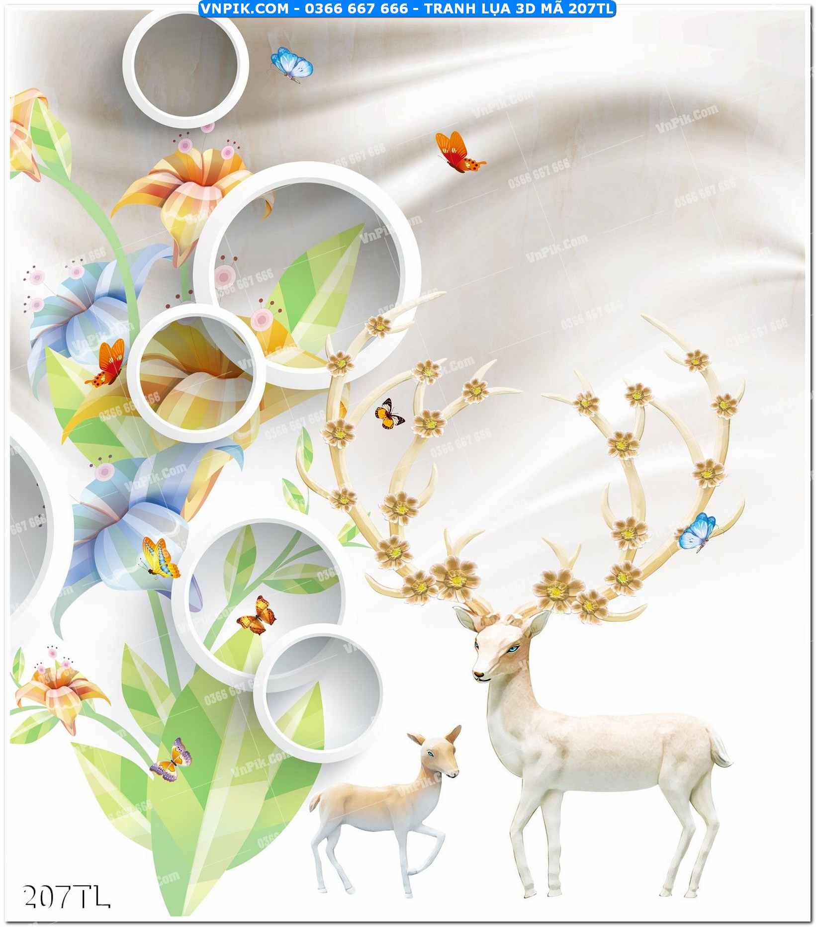 Tranh lụa 3D – Tranh trang trí dán tường 207TL